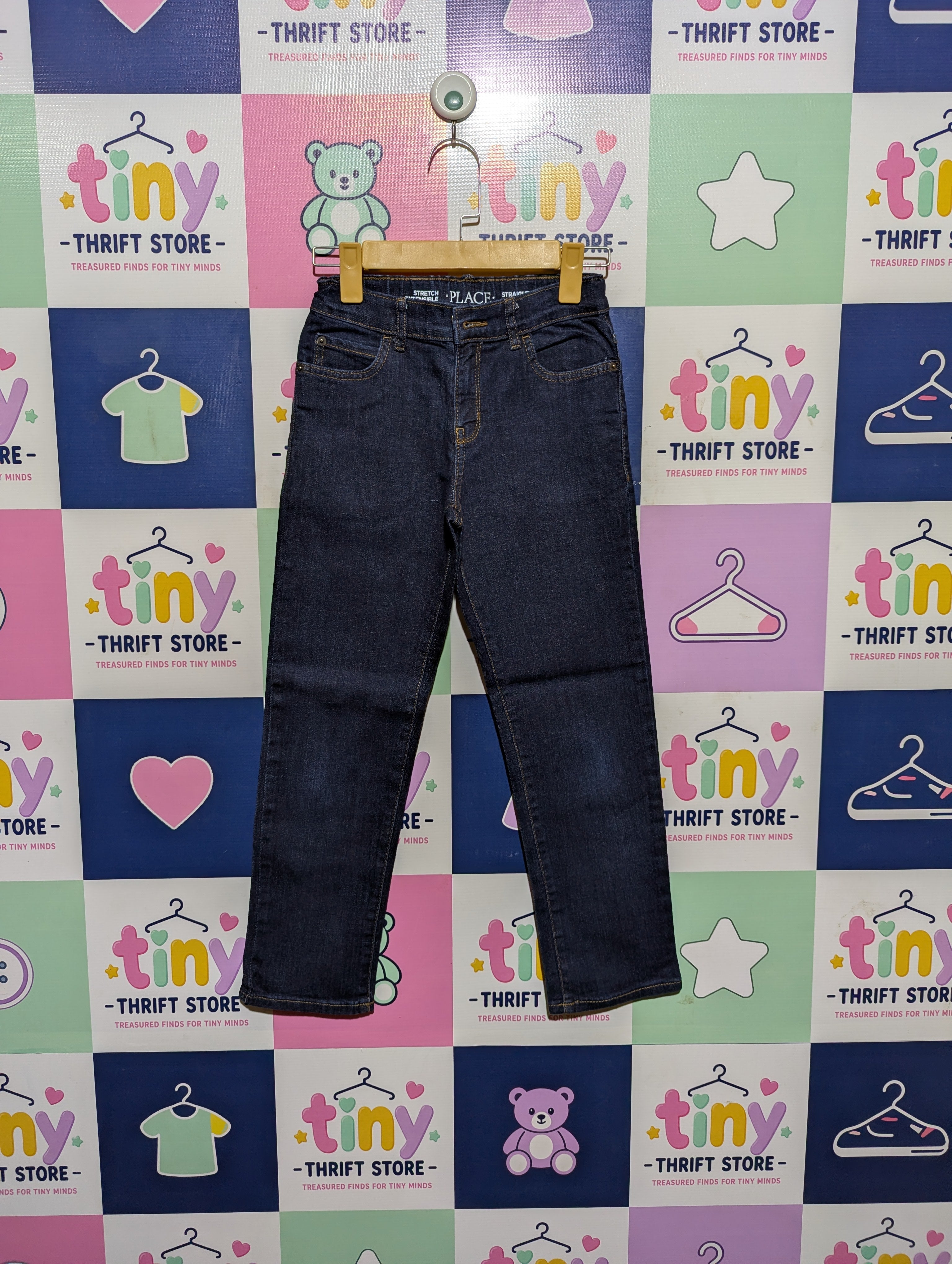 The Children's Place Boys Dark Wash Straight Leg Denim Jeans - Size 8 (Estimated Age 8 Years) AB2