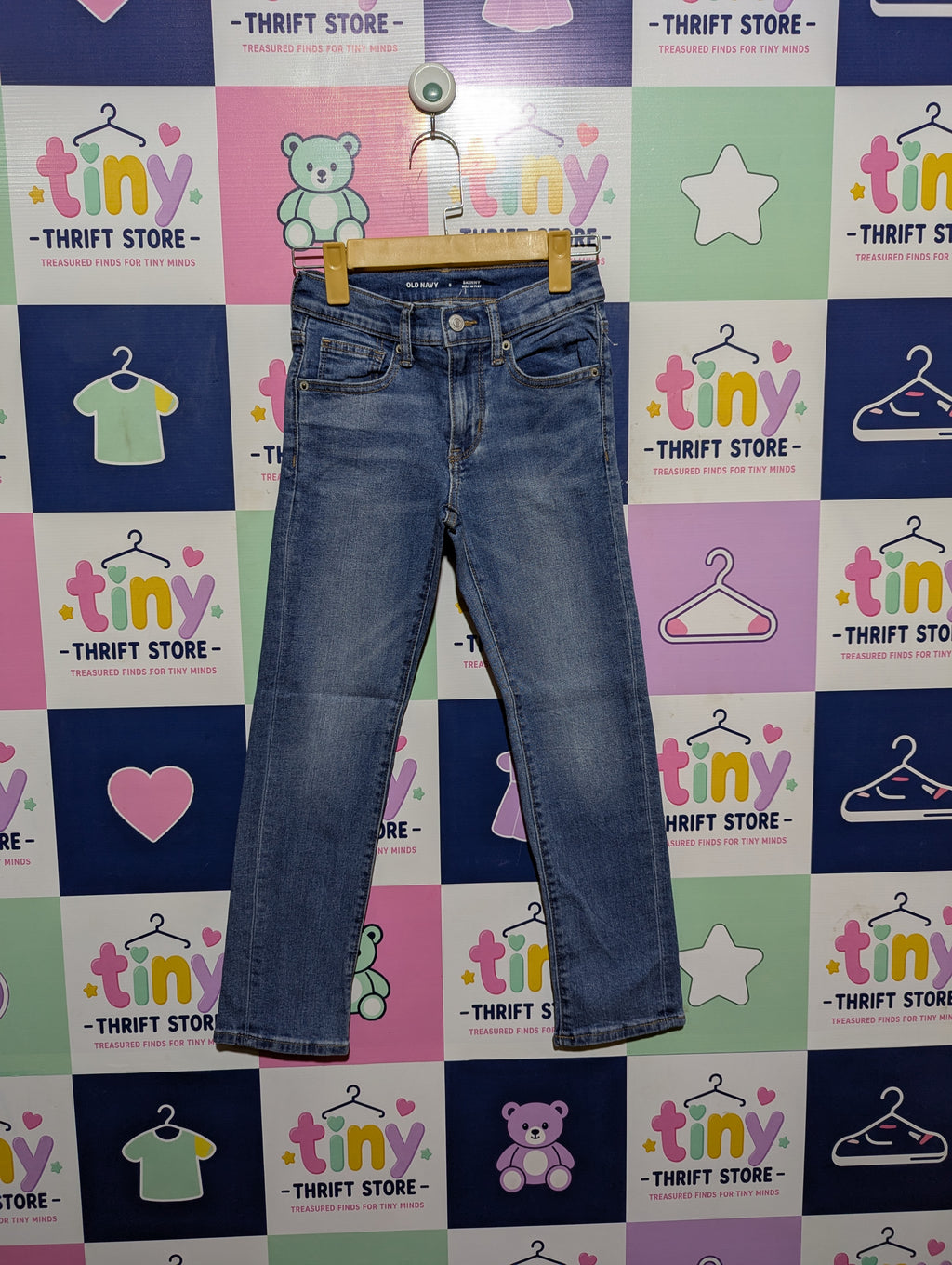 Old Navy Boys Medium Wash Skinny "Built-In Flex" Jeans - Size 8, Estimated Age 8 Years AB2