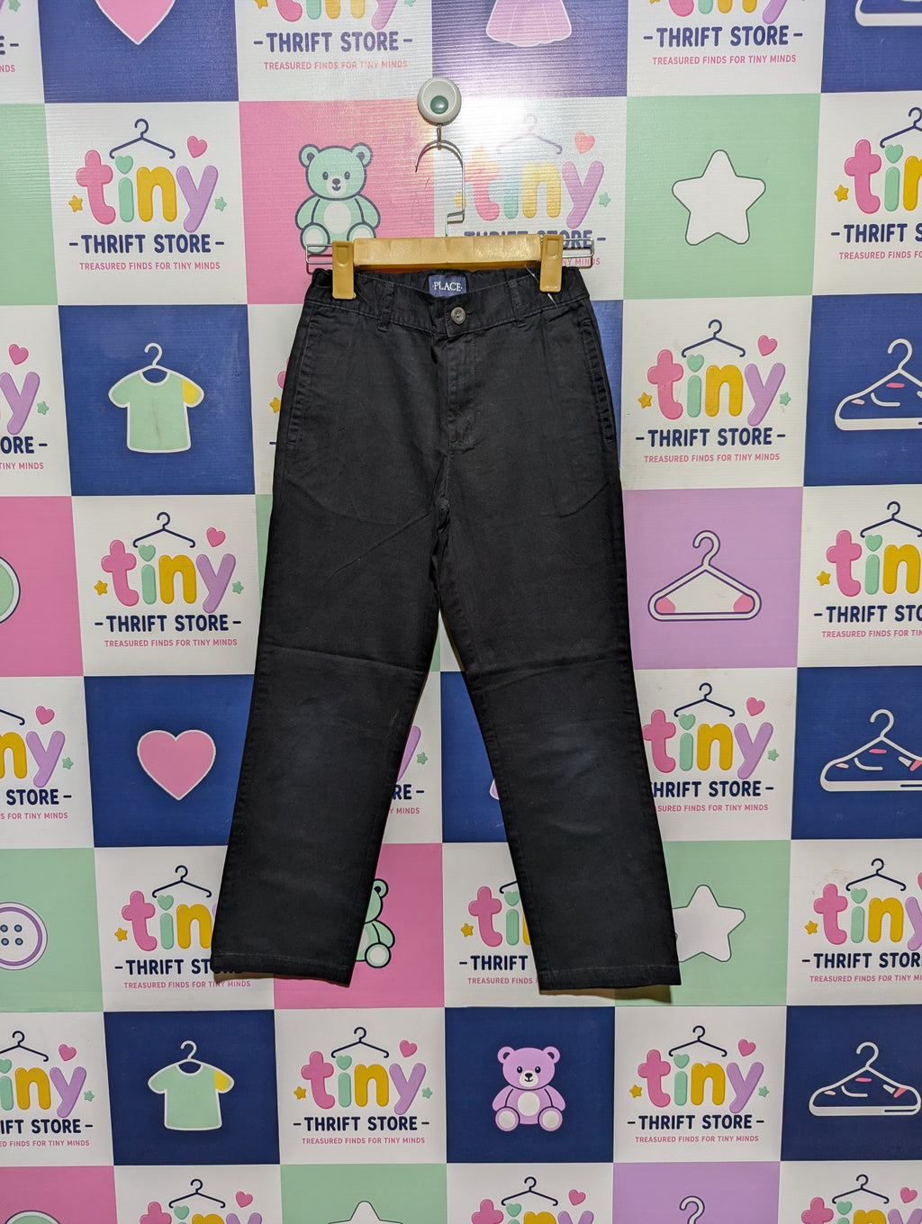 The Children's Place Boys Black Adjustable Waist Casual Pants - Size 8, Estimated Age 8 Years AB2