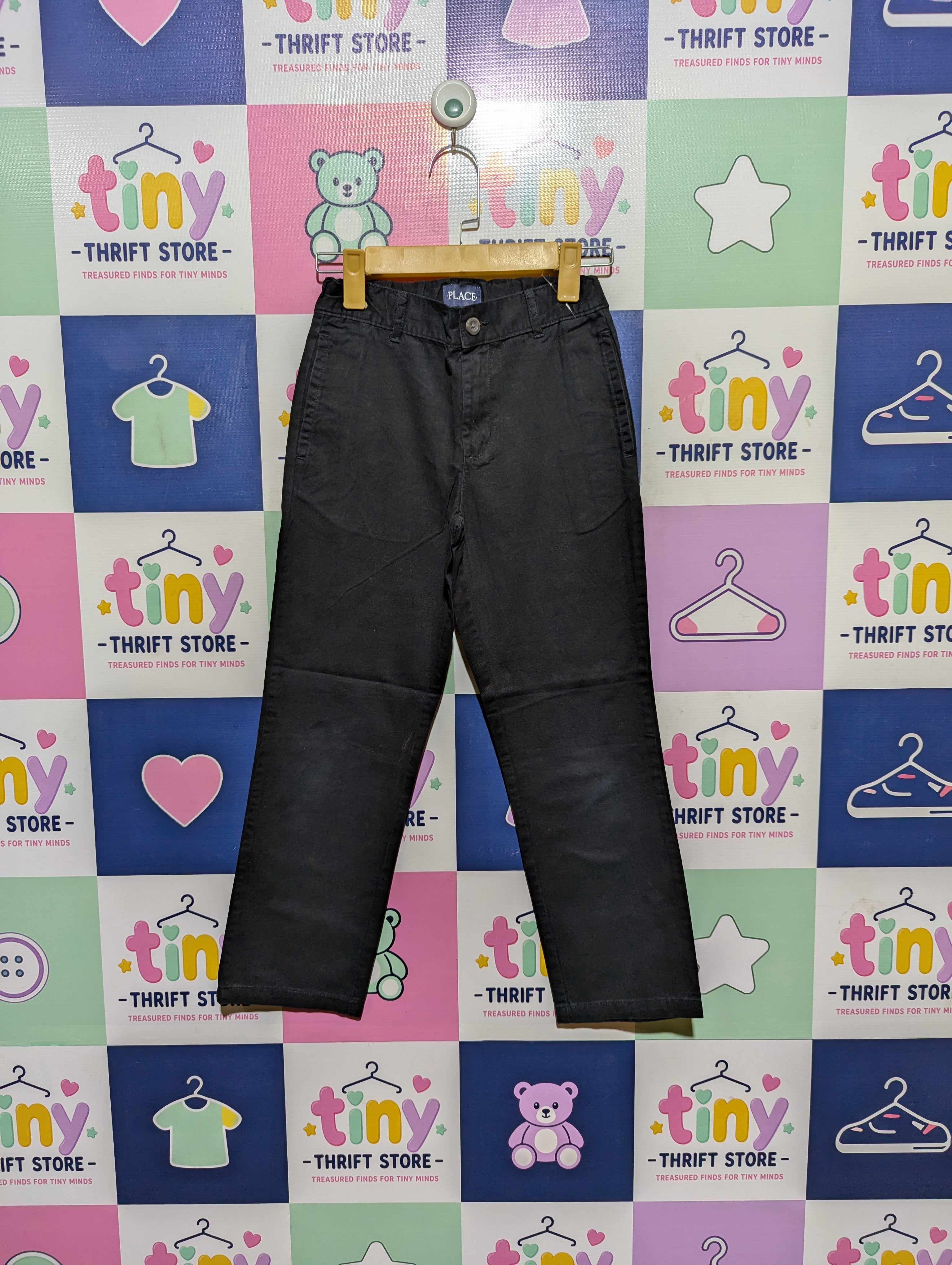 The Children's Place Boys Black Adjustable Waist Casual Pants - Size 8, Estimated Age 8 Years AB2