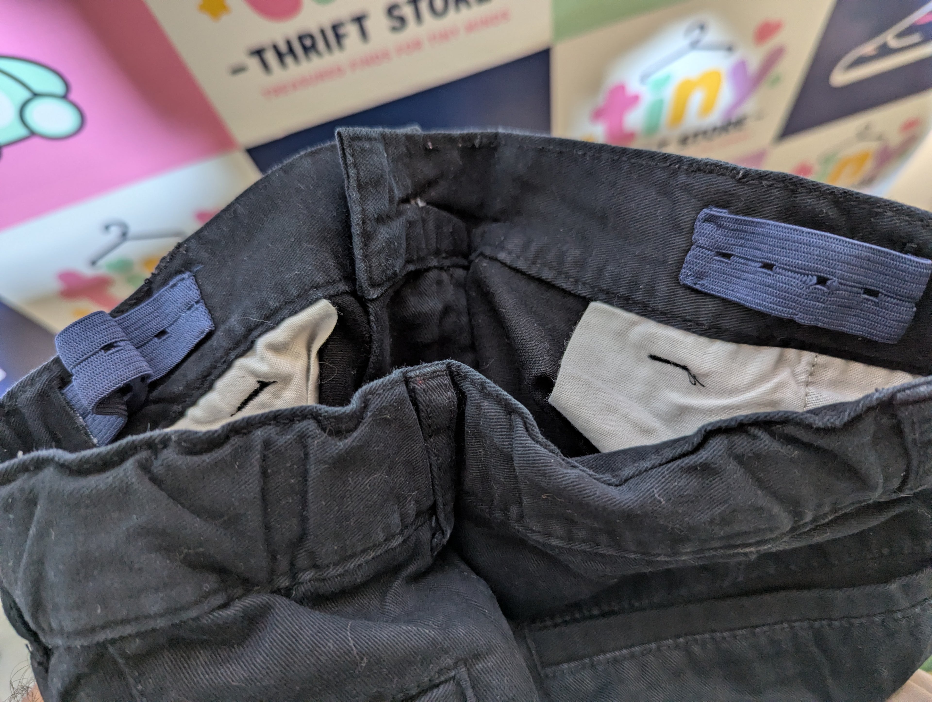 The Children's Place Boys Black Adjustable Waist Casual Pants - Size 8, Estimated Age 8 Years AB2