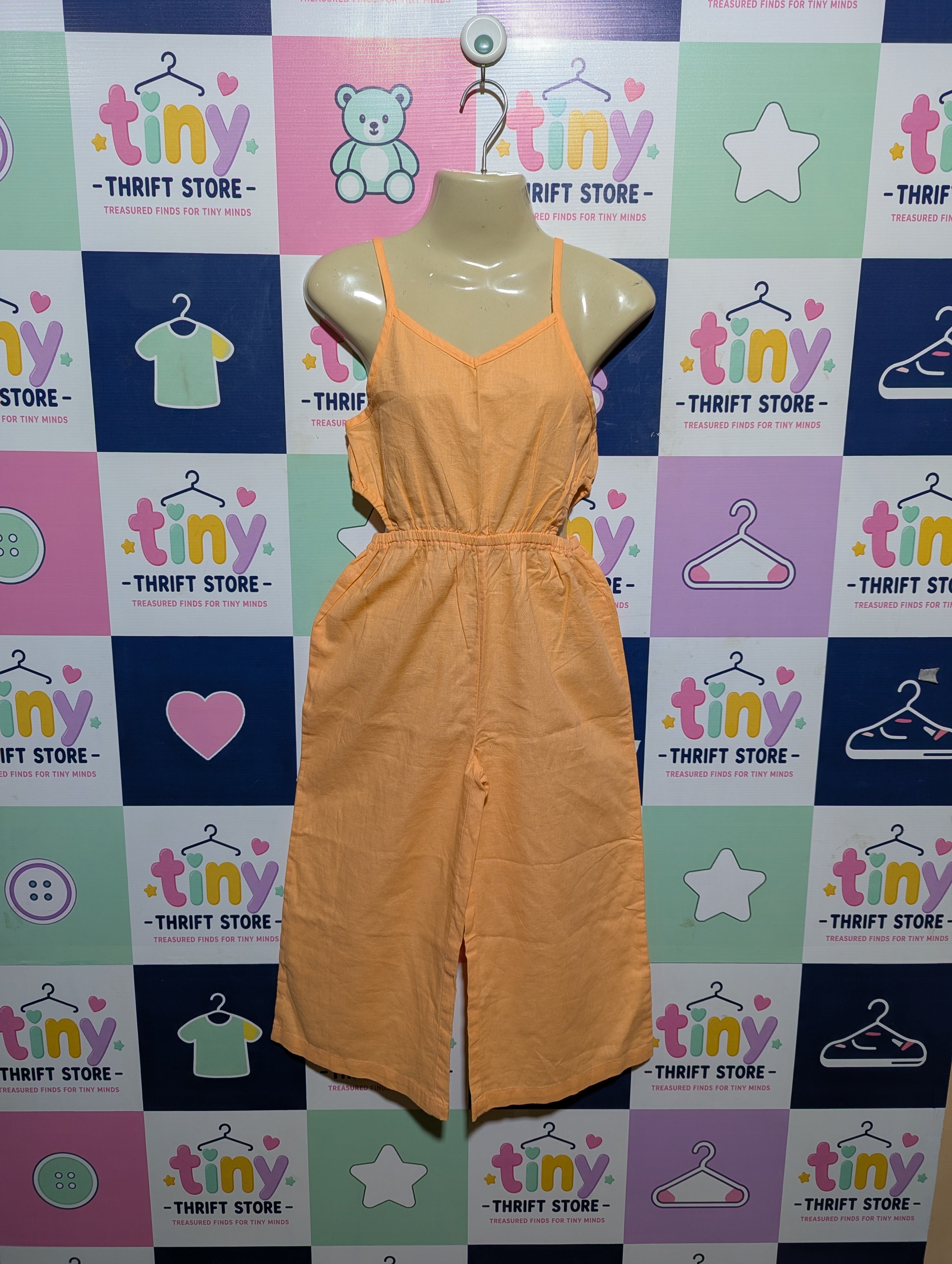 Joe Fresh Girls Peach Sleeveless Cut-Out Jumpsuit - Size M (Estimated Age 7-8 Years) AB2