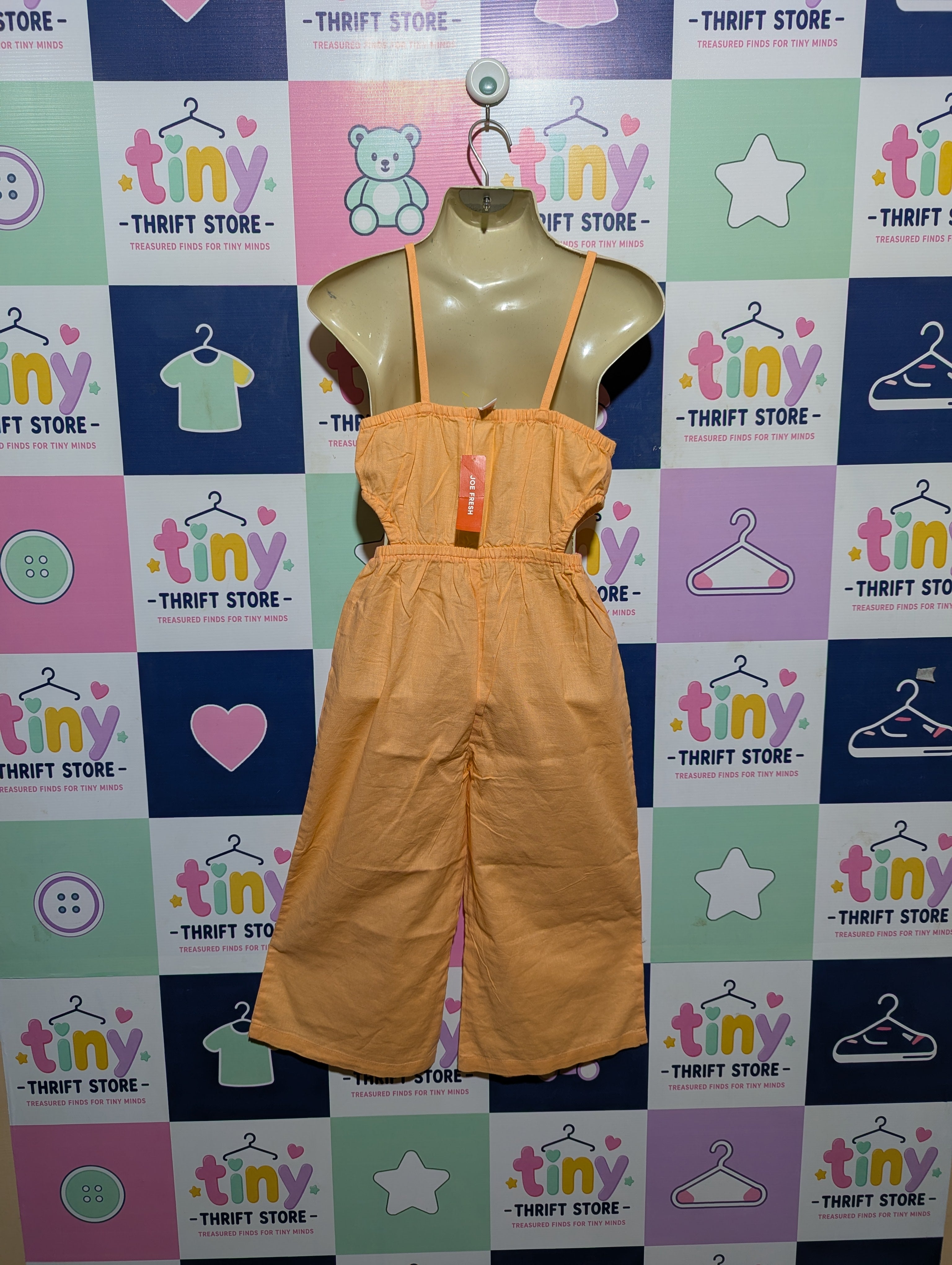 Joe Fresh Girls Peach Sleeveless Cut-Out Jumpsuit - Size M (Estimated Age 7-8 Years) AB2