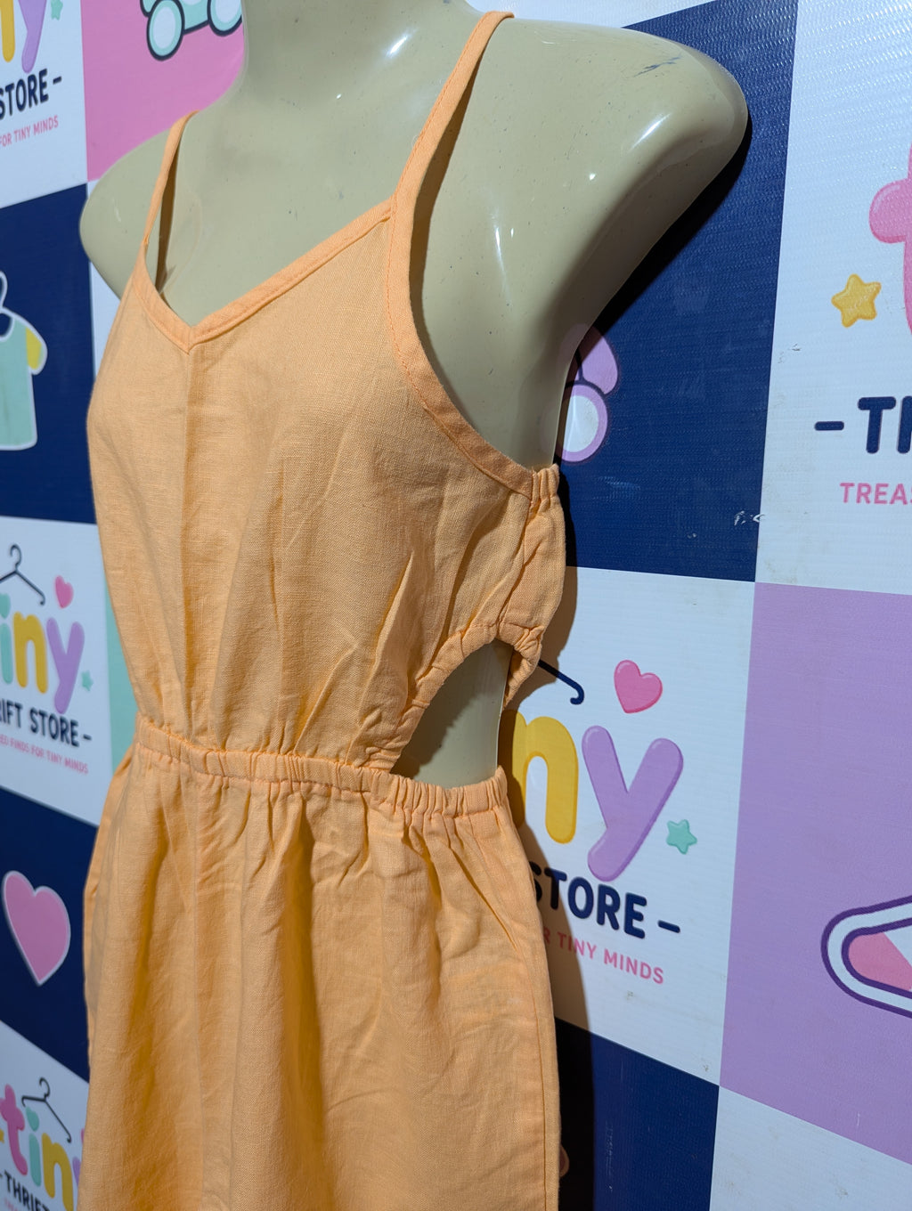 Joe Fresh Girls Peach Sleeveless Cut-Out Jumpsuit - Size M (Estimated Age 7-8 Years) AB2