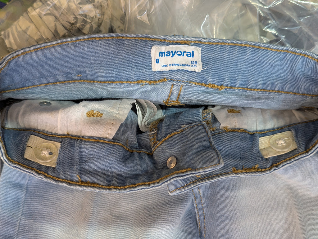 Mayoral Girls Light Wash Denim Casual Shorts - Size 8 Years Estimated Age 8 Years AB2