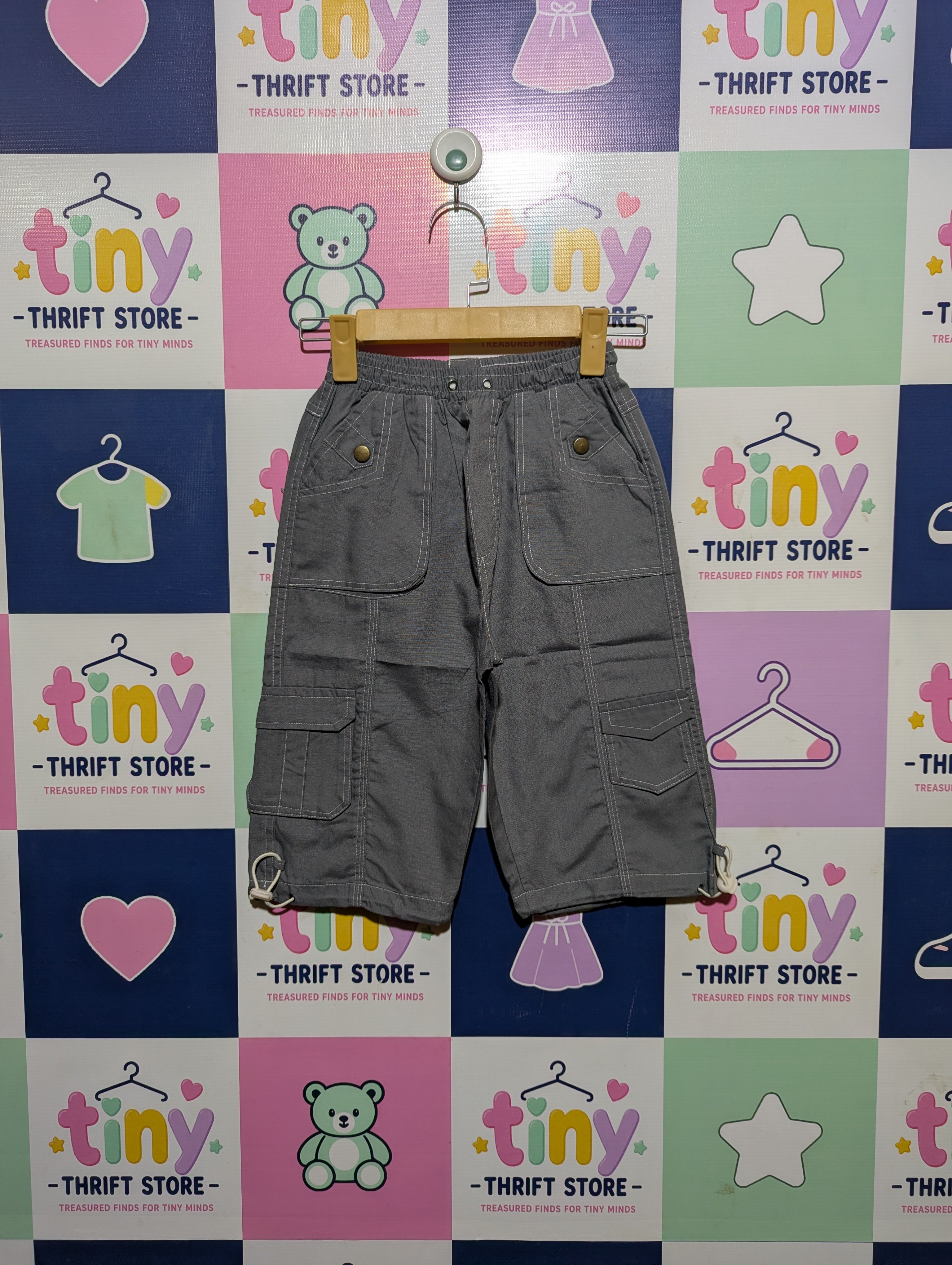 SUCCESS Boys Grey Casual Cargo Shorts - Size 128, Estimated Age 7-8 Years AB2