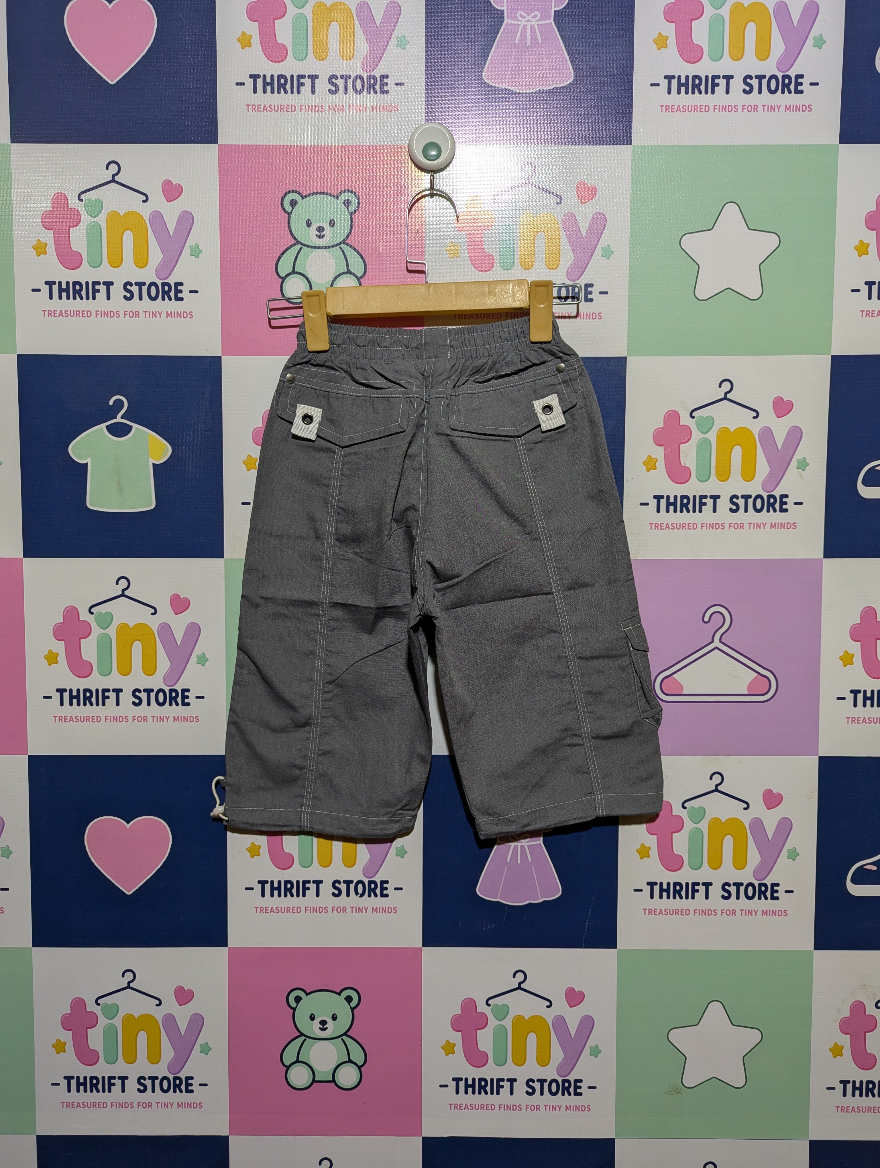 SUCCESS Boys Grey Casual Cargo Shorts - Size 128, Estimated Age 7-8 Years AB2