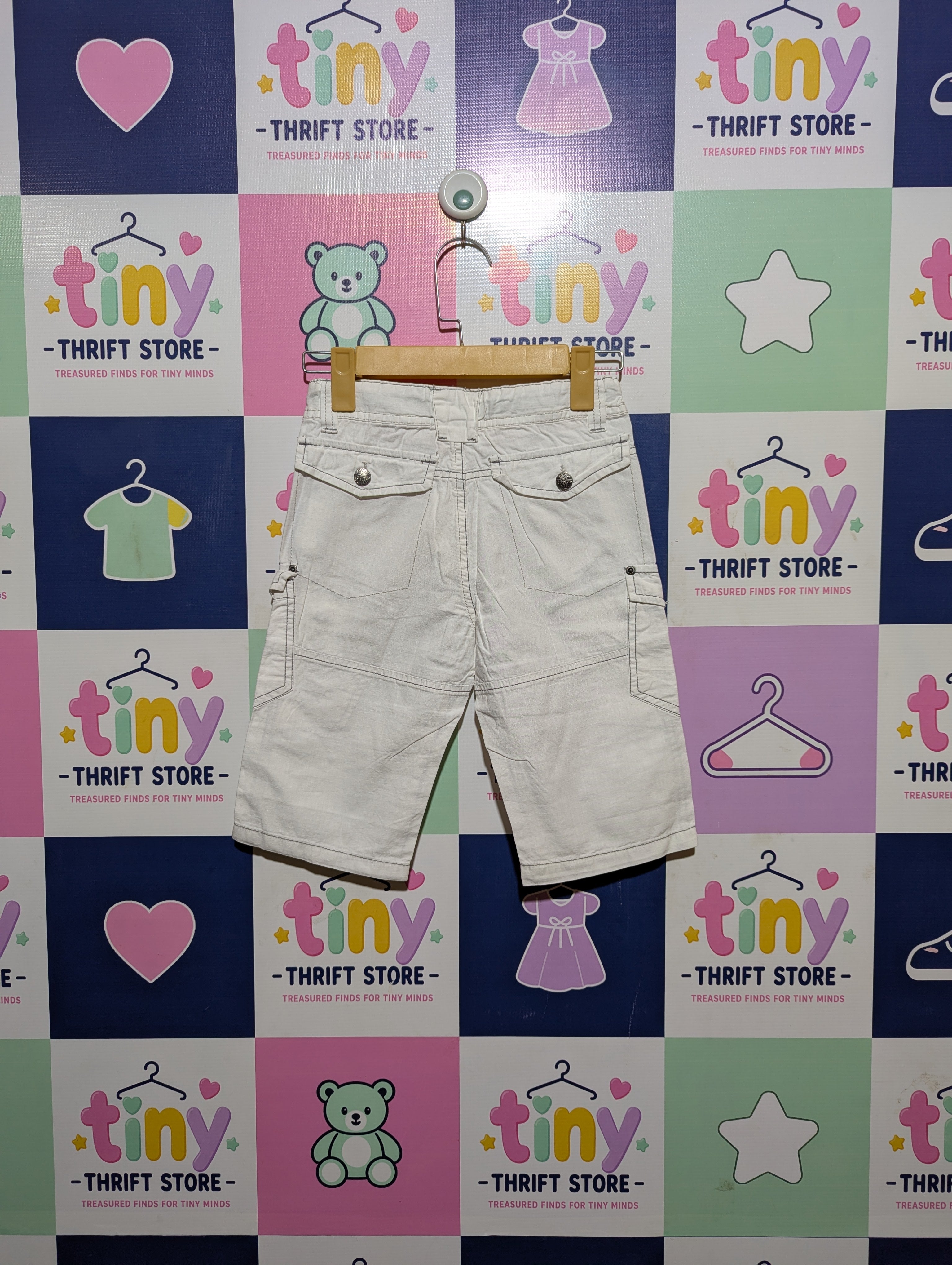 BEST WAY Boys Off-White "Africa Wild" Cargo Shorts - Size 8 Ans, Estimated Age 8 Years AB2
