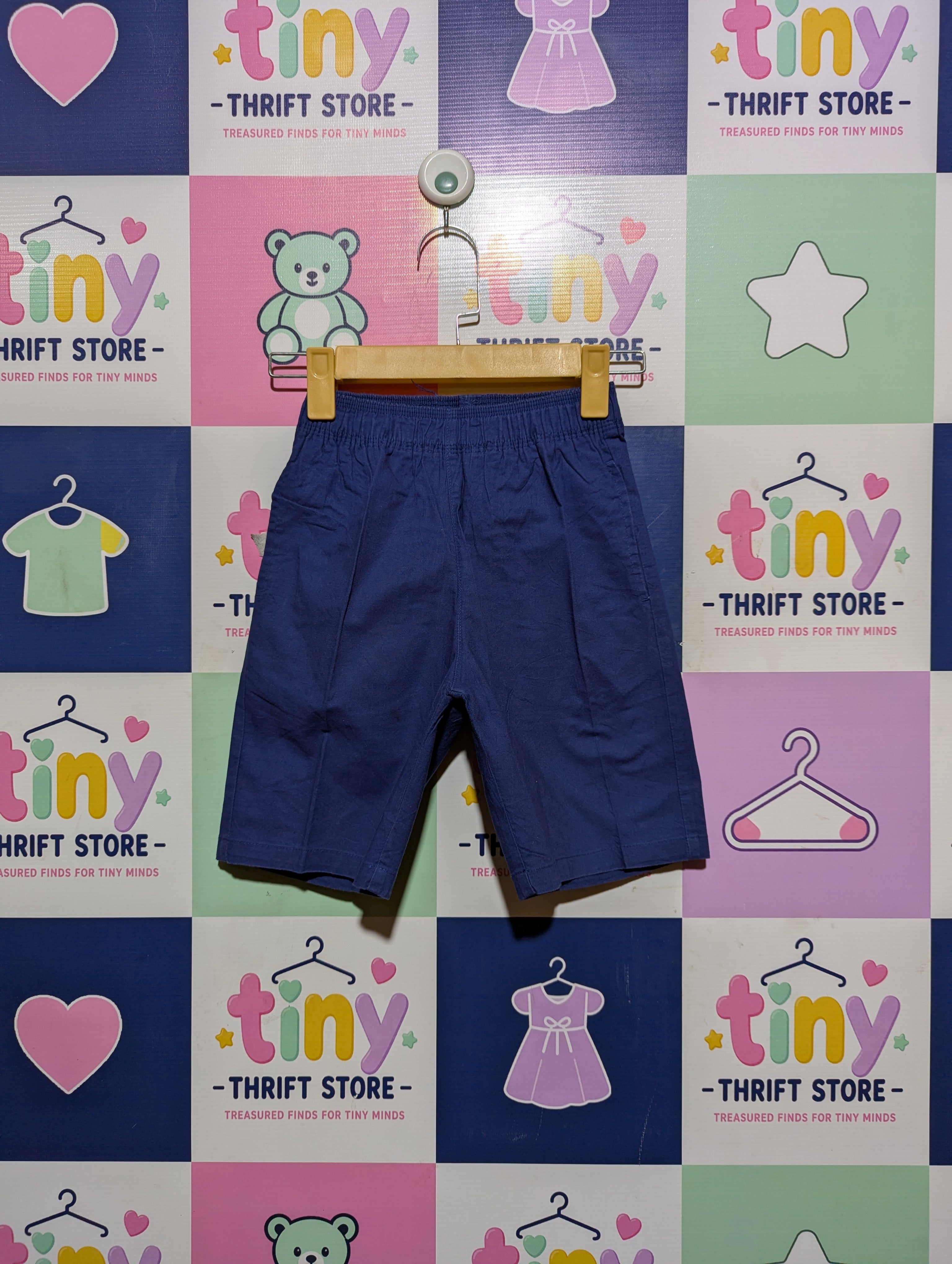 NISHIMATSUYA Boys Solid Blue Casual Comfort Shorts - Size 130, Estimated Age 7-8 Years AB2