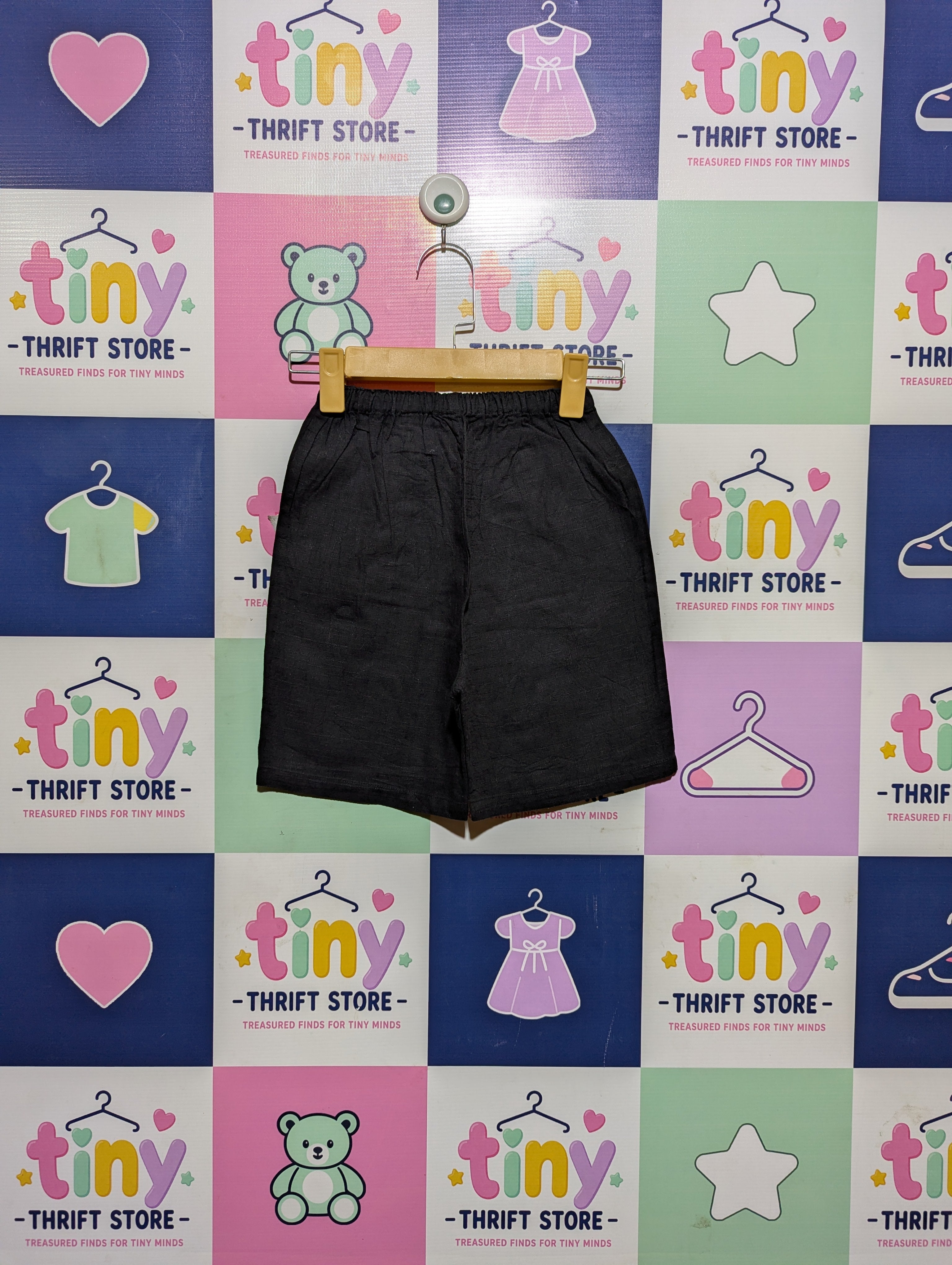 Unbranded Boys Solid Black Casual Summer Shorts - Size 120, Estimated Age 6-7 Years AB2