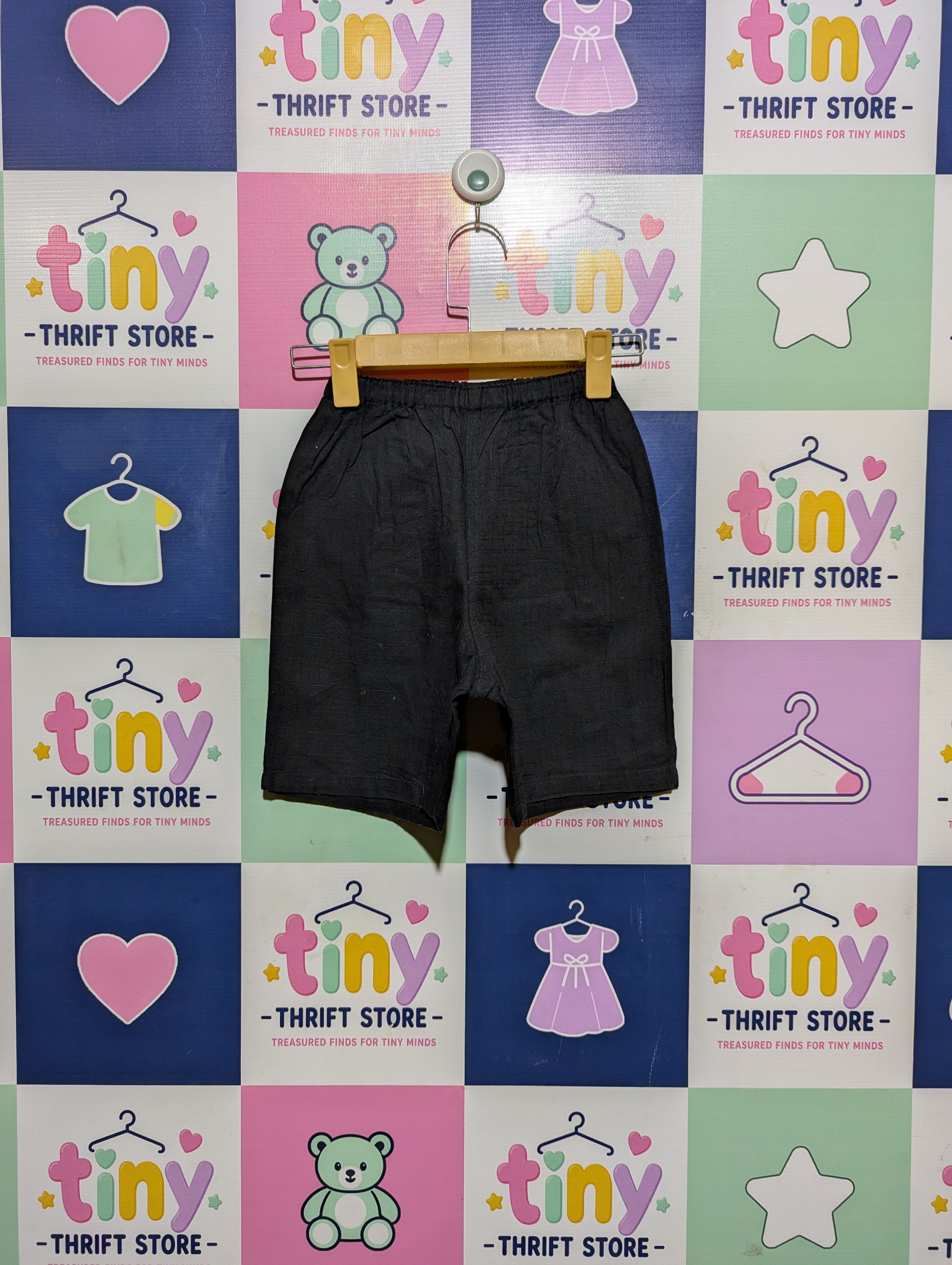 Unbranded Boys Solid Black Casual Summer Shorts - Size 120, Estimated Age 6-7 Years AB2