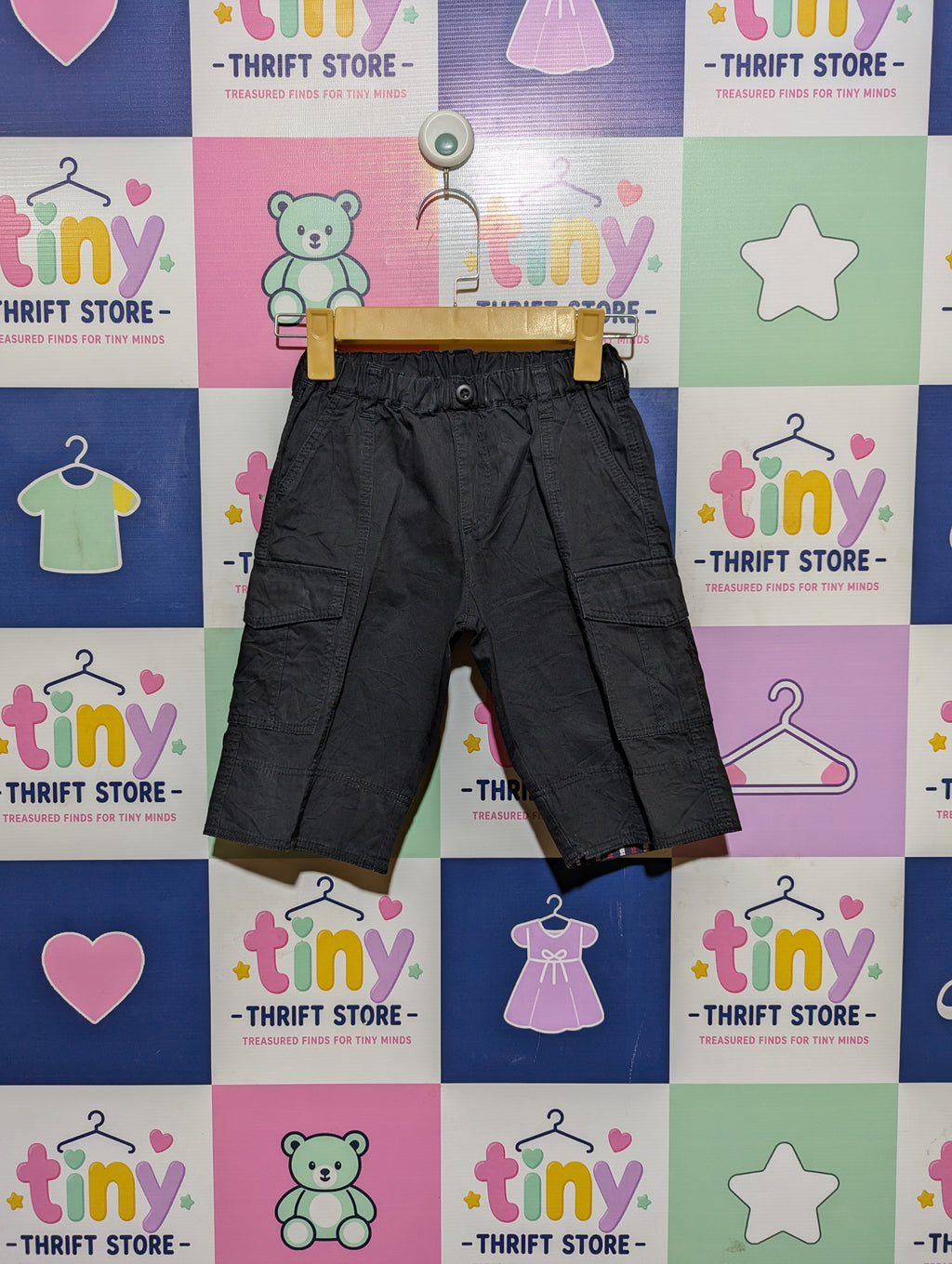 COMME ÇA ISM Boys Charcoal Grey Cargo Shorts - Size 120A, Estimated Age 6-7 Years AB2