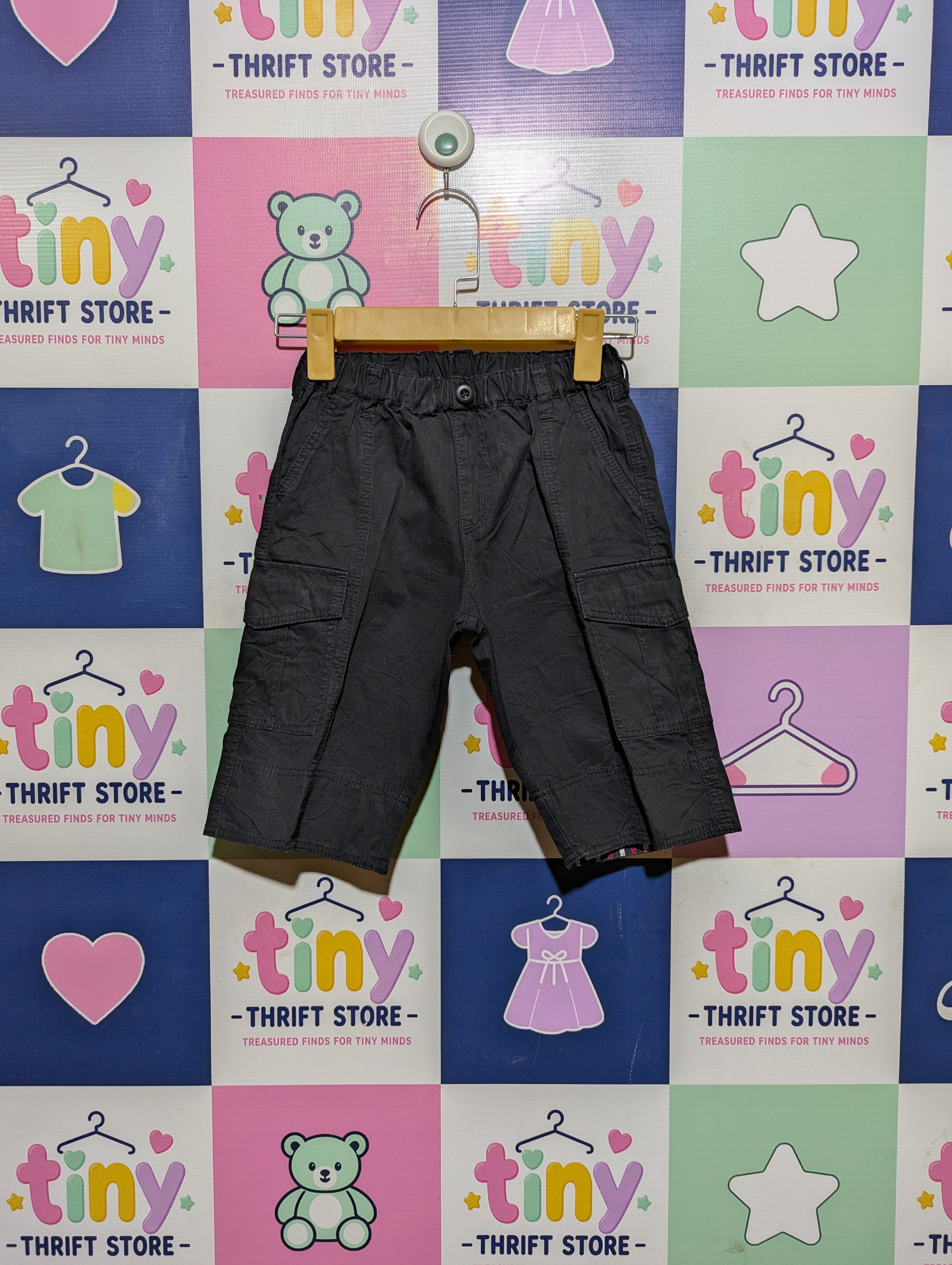 COMME ÇA ISM Boys Charcoal Grey Cargo Shorts - Size 120A, Estimated Age 6-7 Years AB2
