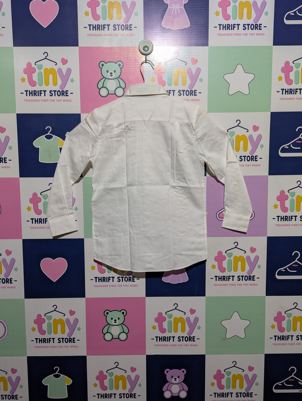NORDSTROM Boys Classic White Long Sleeve Button-Down Dress Shirt - Size 7, Estimated Age 7 Years AB2