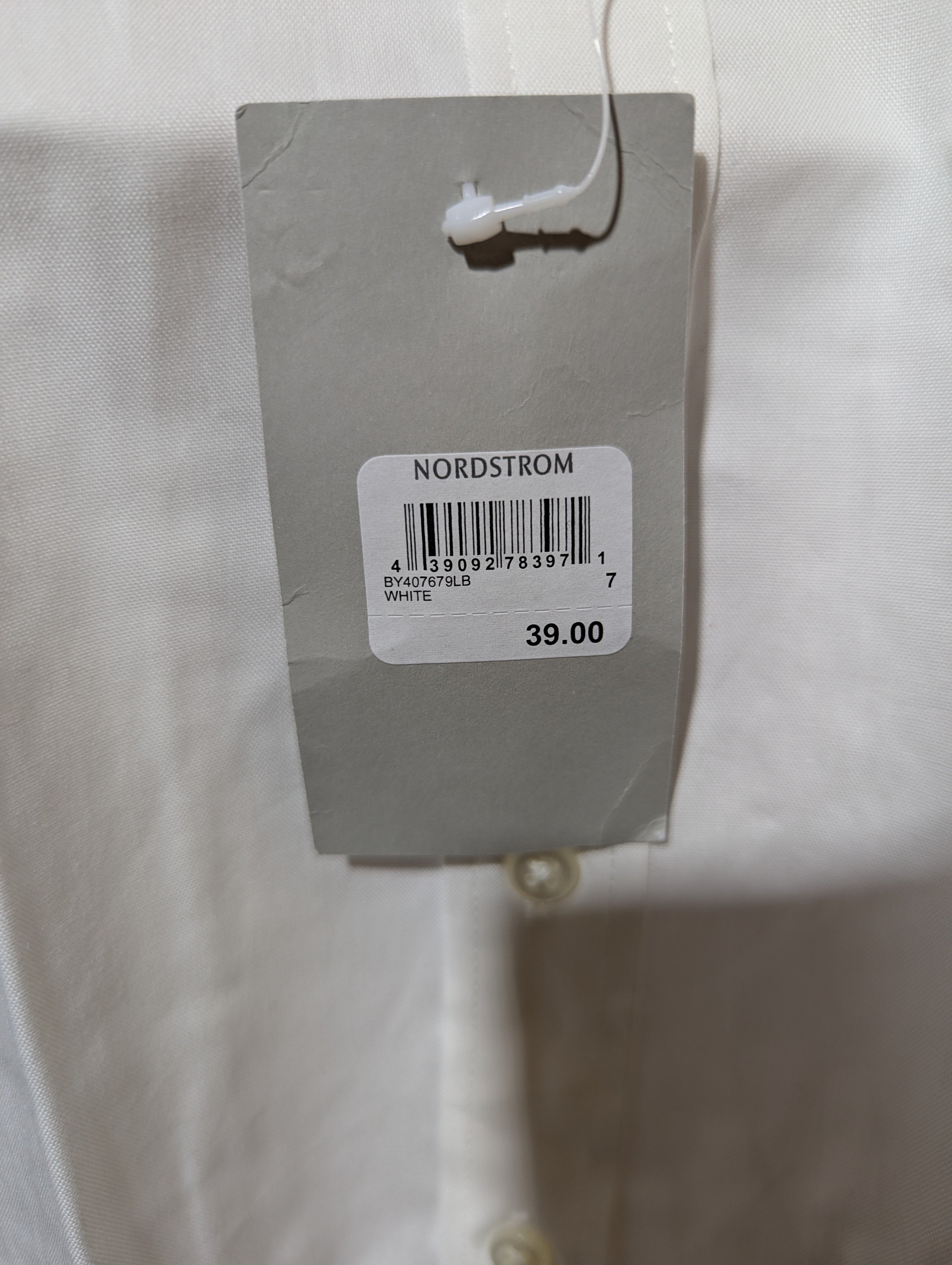 NORDSTROM Boys Classic White Long Sleeve Button-Down Dress Shirt - Size 7, Estimated Age 7 Years AB2