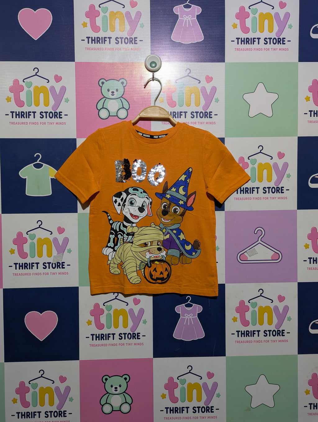 Paw Patrol Boys Orange Halloween "Boo" Sequin T-Shirt - Size 6-7 Years, Estimated Age 6 Years AB2