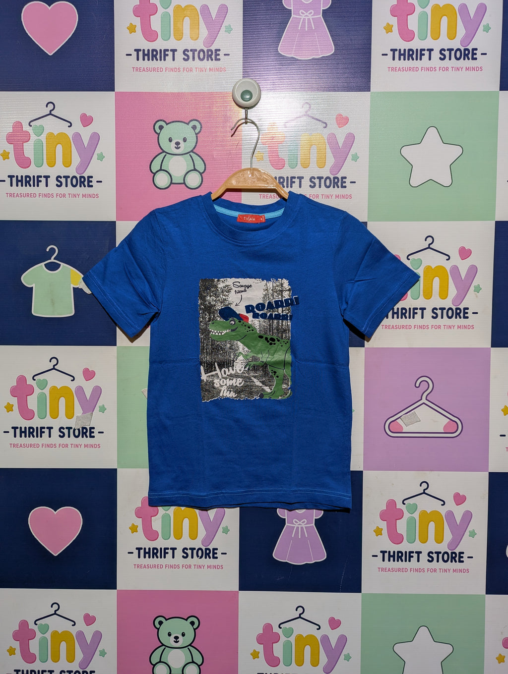 Tissaia Boys Blue "Dinosaur" Graphic T-Shirt - Size 8 Years, Estimated Age 8 Years AB2