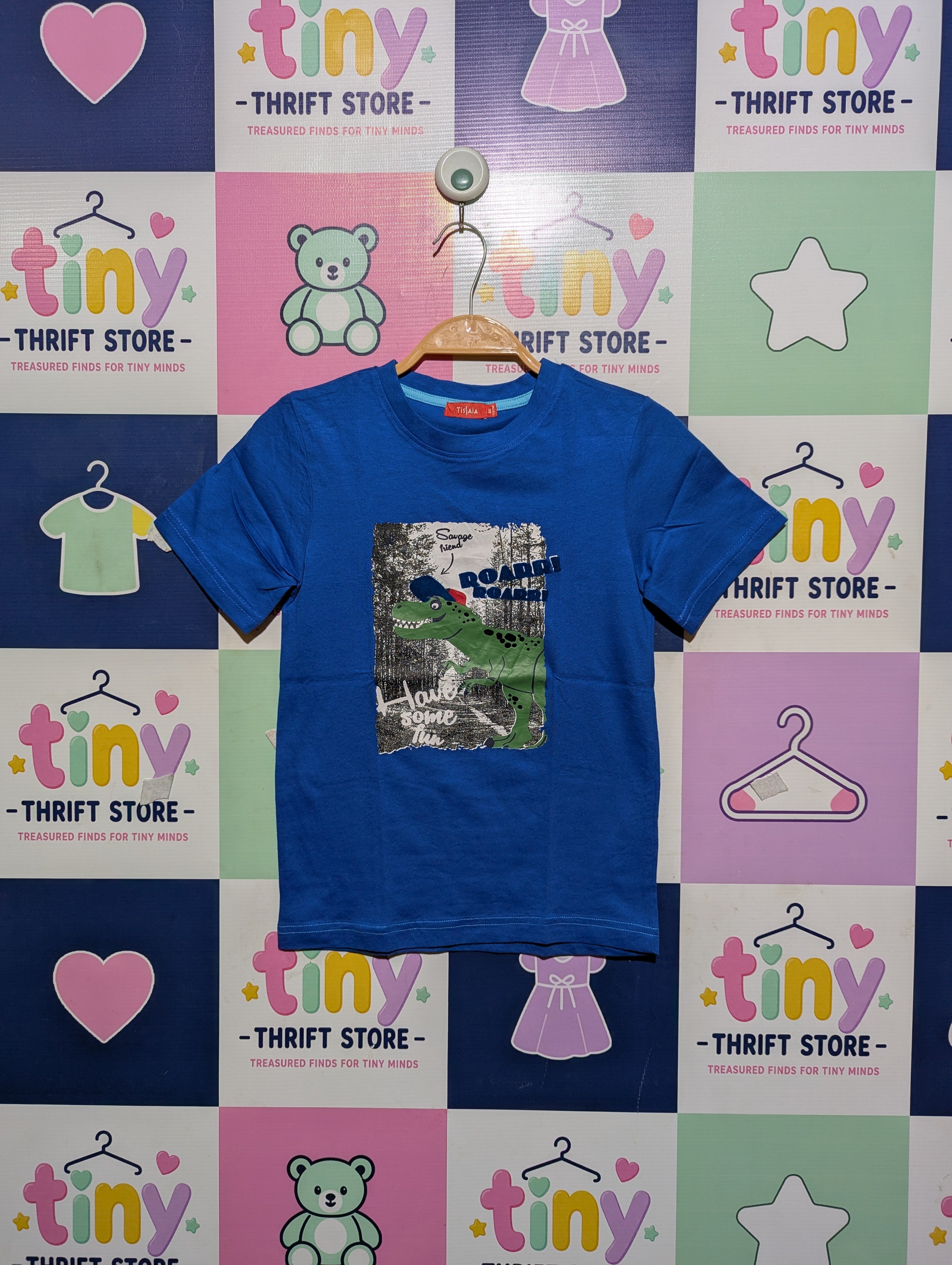 Tissaia Boys Blue "Dinosaur" Graphic T-Shirt - Size 8 Years, Estimated Age 8 Years AB2