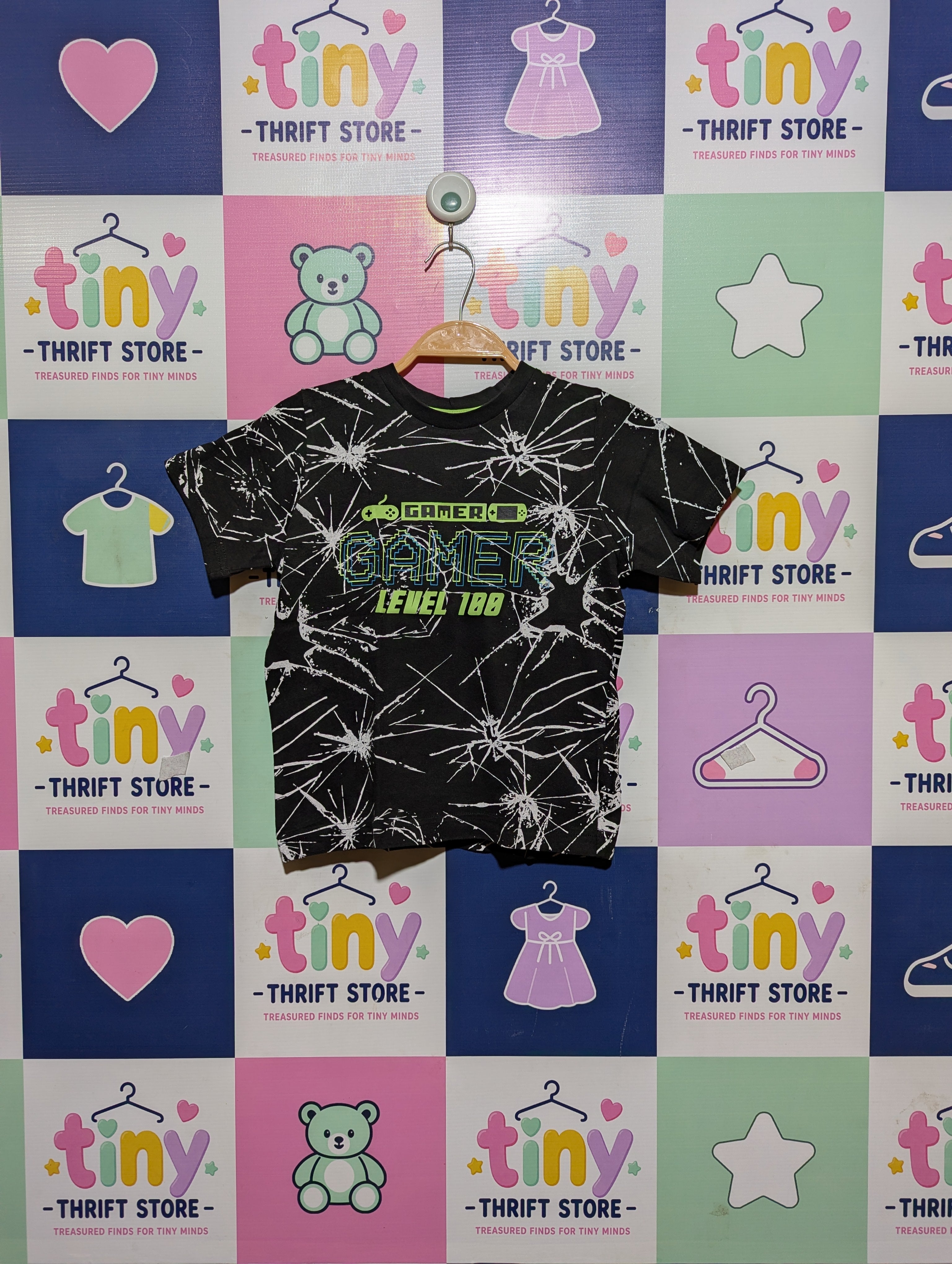 Matalan Boys Black "Gamer Level 100" Graphic T-Shirt - Size 7 Years, Estimated Age 7 Years AB2