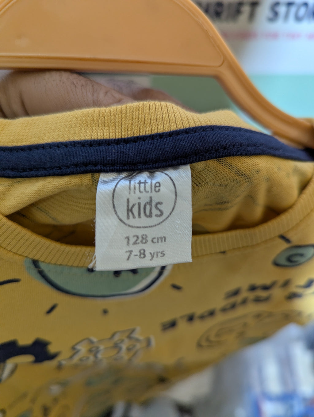 Little Kids Boys Yellow "It's Riddle Time" Graphic T-Shirt - Size 128cm, Estimated Age 7-8 Years AB2