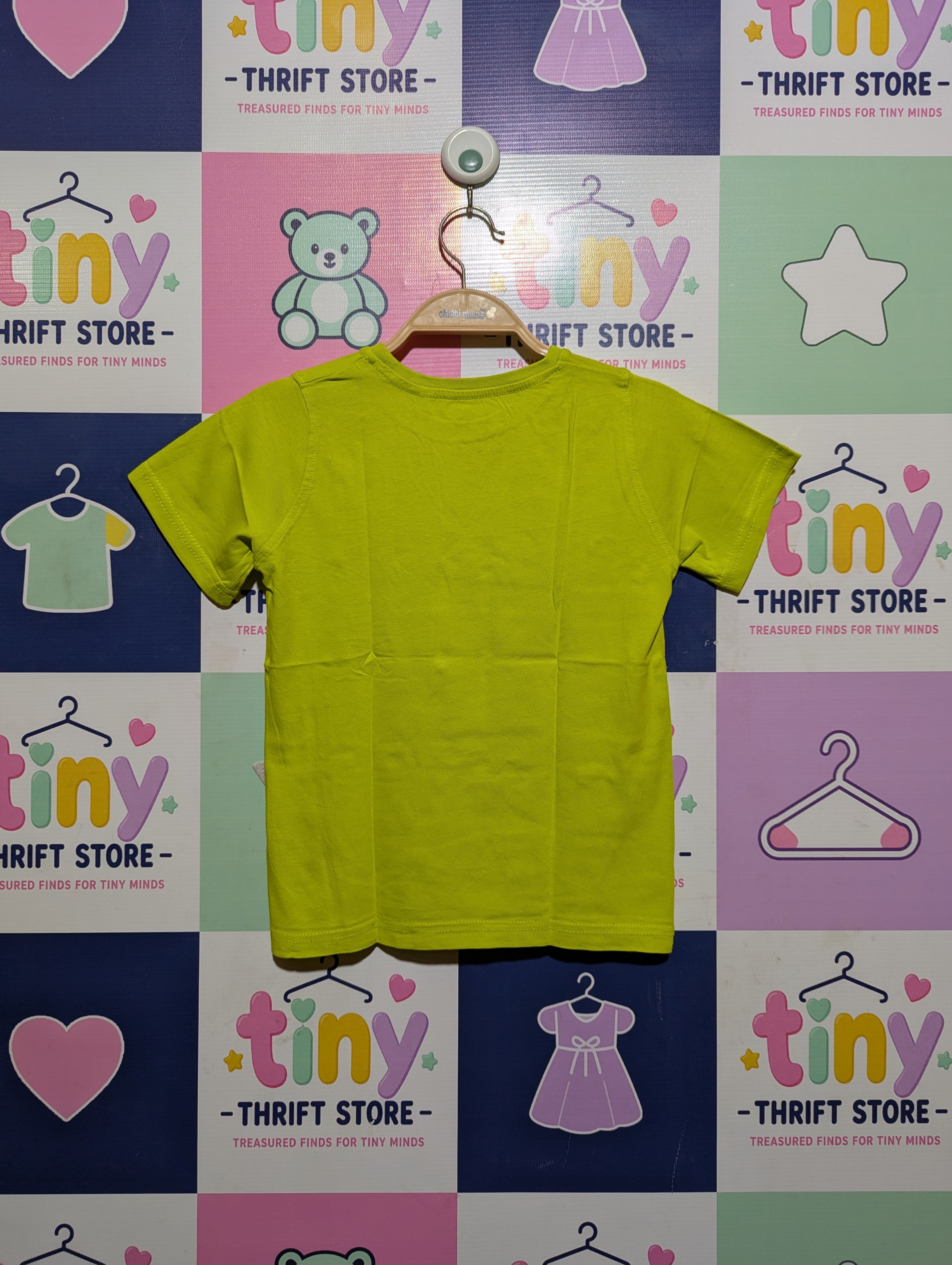 Meet the Boyz Lime Green "Crazy Dino" Graphic Tee - Size 122 Estimated Age 7 Years AB2