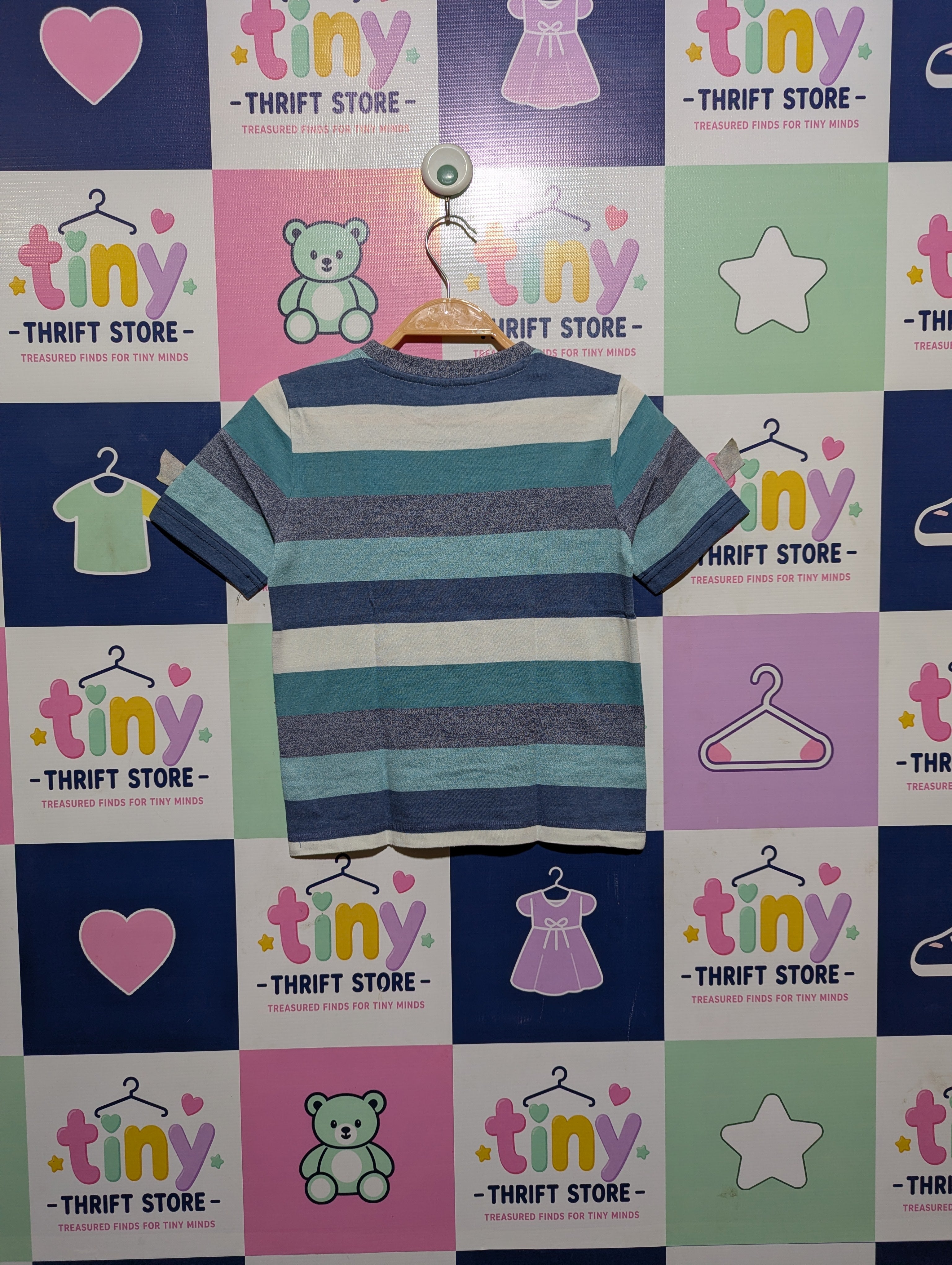 F&F Boys Multi-Stripe "Original Est 01" Casual Tee - Size 6-7 Years Estimated Age 6-7 Years AB2