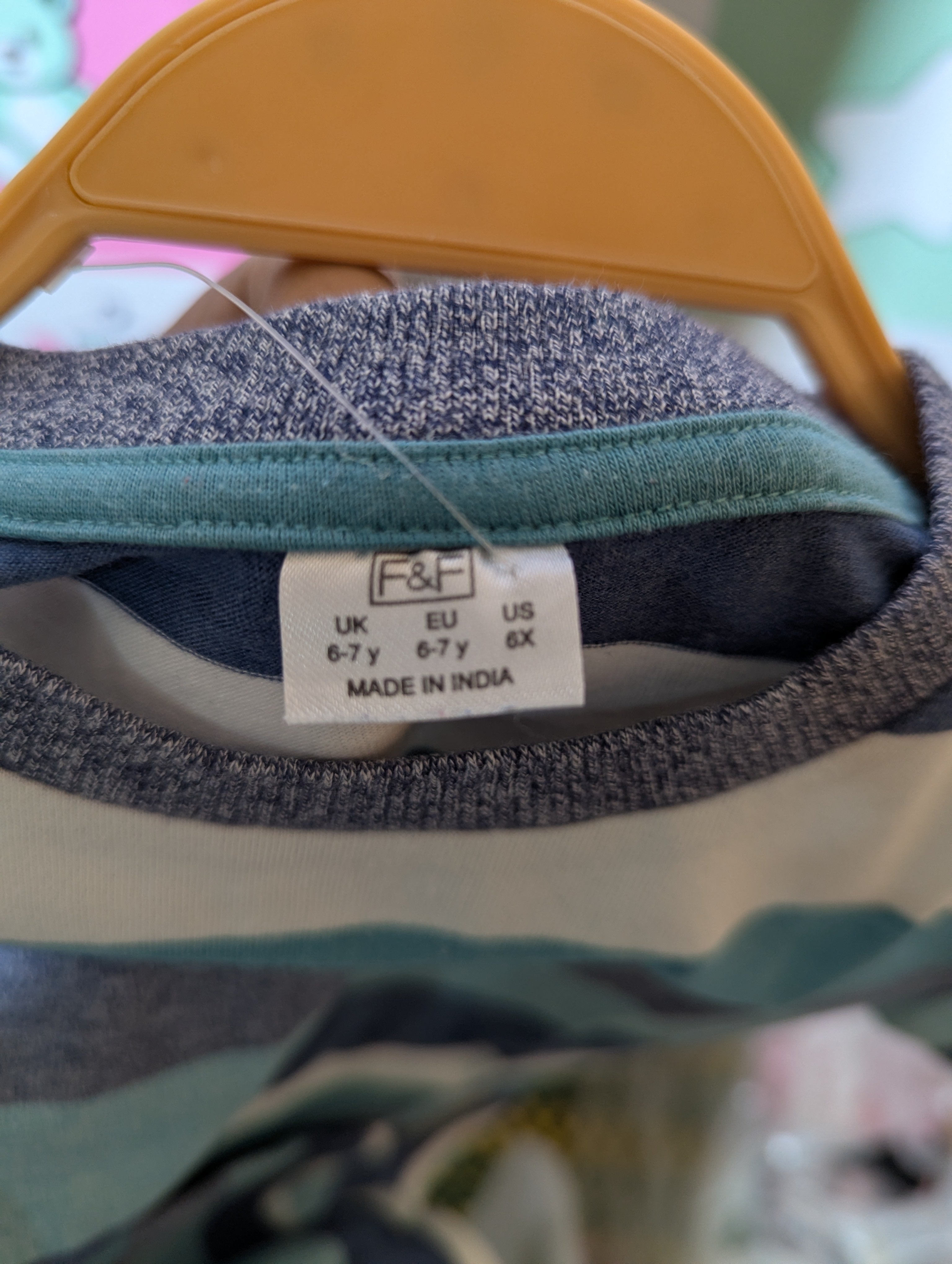 F&F Boys Multi-Stripe "Original Est 01" Casual Tee - Size 6-7 Years Estimated Age 6-7 Years AB2