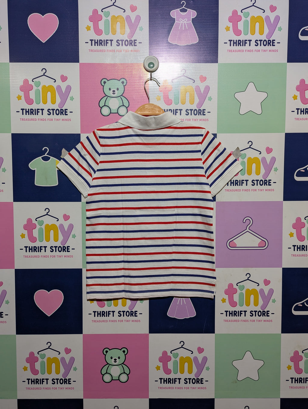 Janie and Jack Boys White Striped Classic Polo Shirt - Size 7 Estimated Age 7 Years AB2