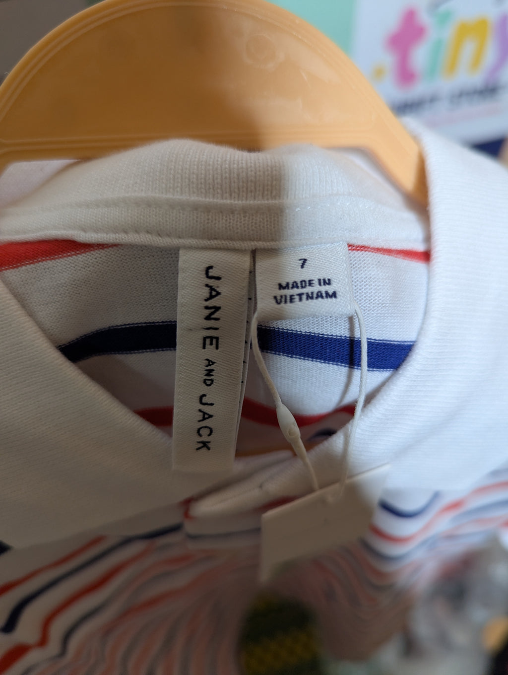 Janie and Jack Boys White Striped Classic Polo Shirt - Size 7 Estimated Age 7 Years AB2
