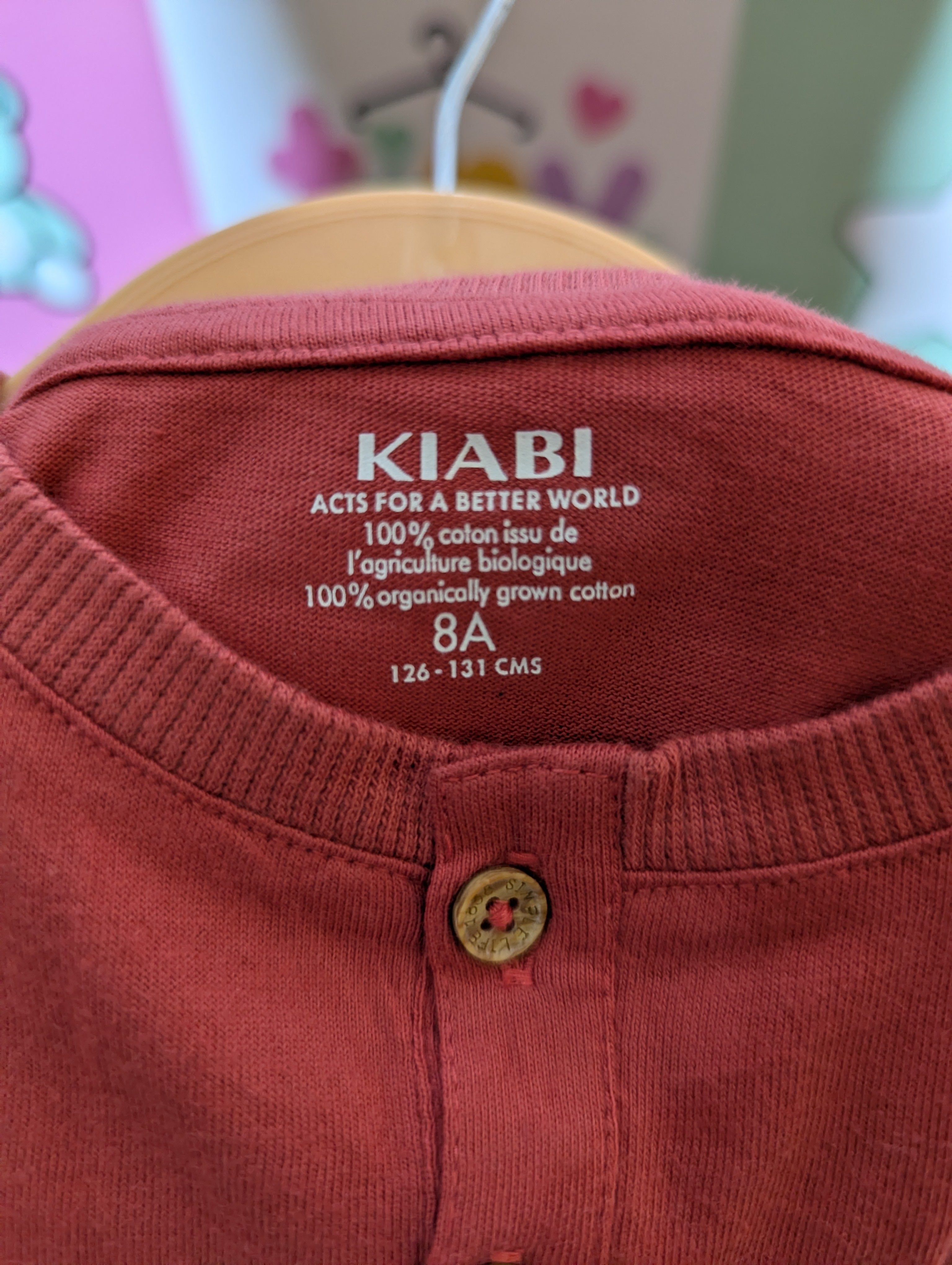 Kiabi Boys Burnt Orange Henley Tee - Size 8A Estimated Age 8 Years AB2