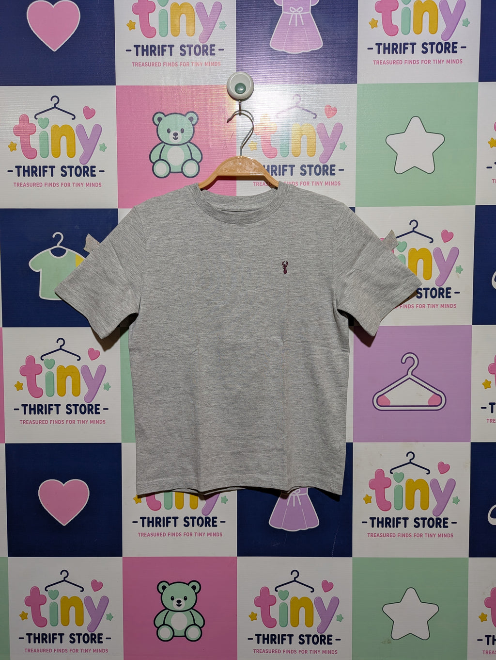 NEXT Boys Classic Heather Grey Minimalist Tee - Size 128CM Estimated Age 8 Years AB2