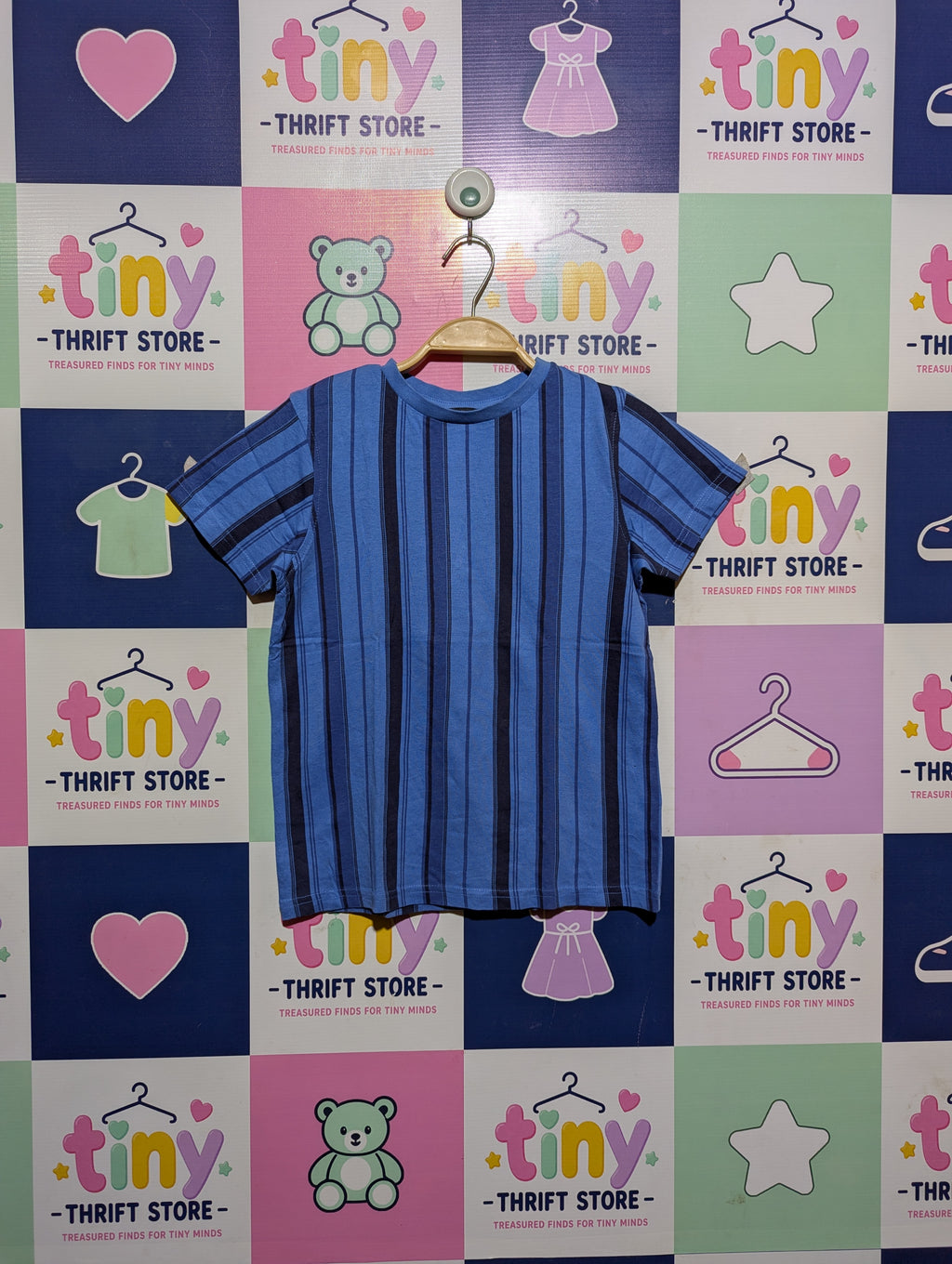 George Boys Blue Striped Casual T-Shirt - Size 7-8 Years Estimated Age 7-8 Years AB2