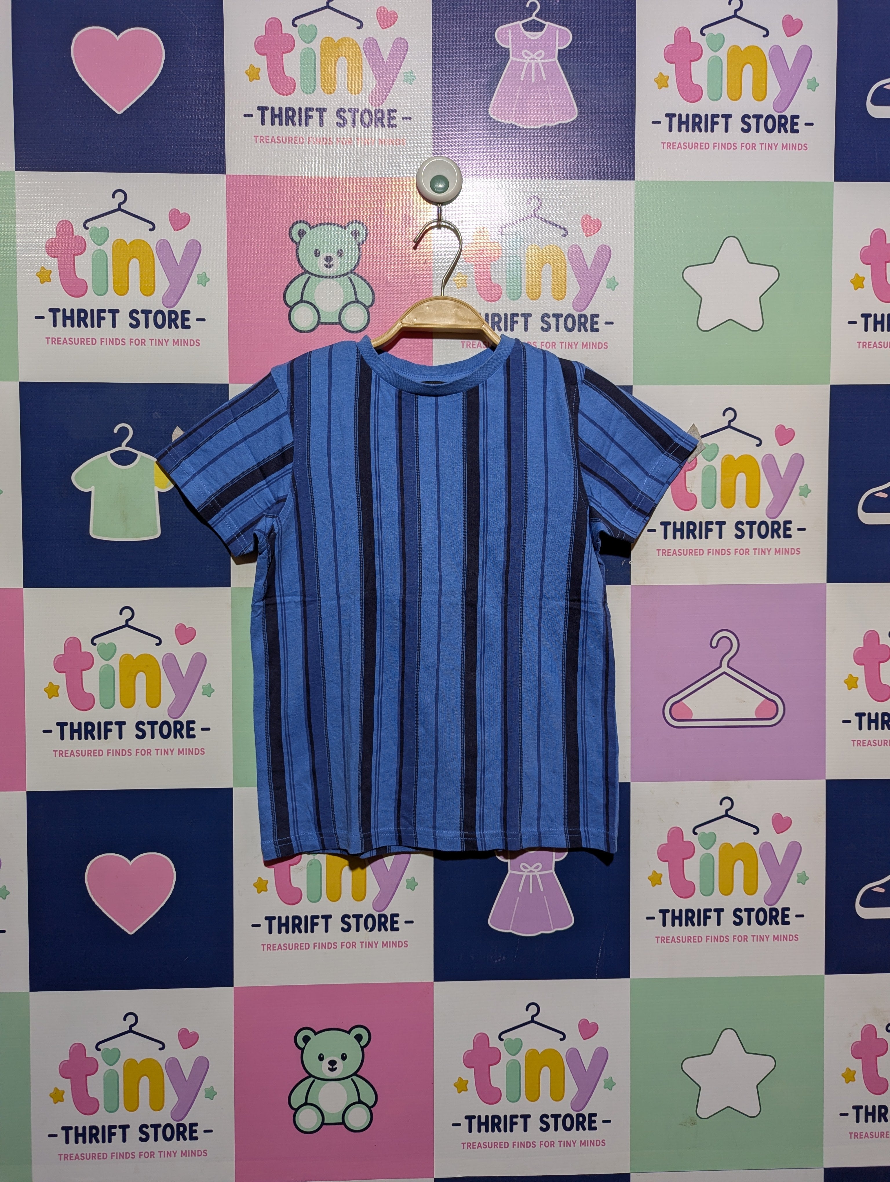 George Boys Blue Striped Casual T-Shirt - Size 7-8 Years Estimated Age 7-8 Years AB2