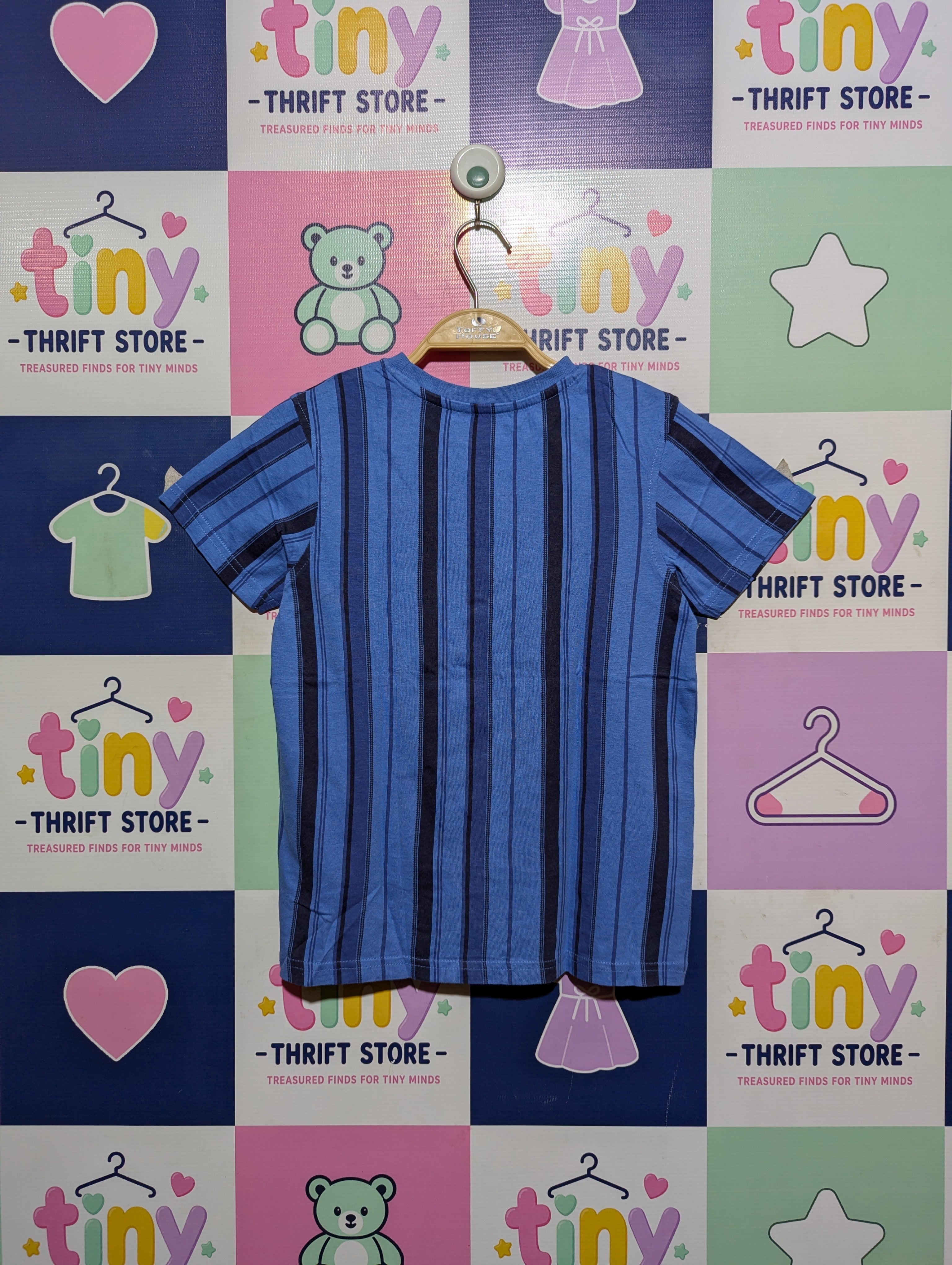 George Boys Blue Striped Casual T-Shirt - Size 7-8 Years Estimated Age 7-8 Years AB2