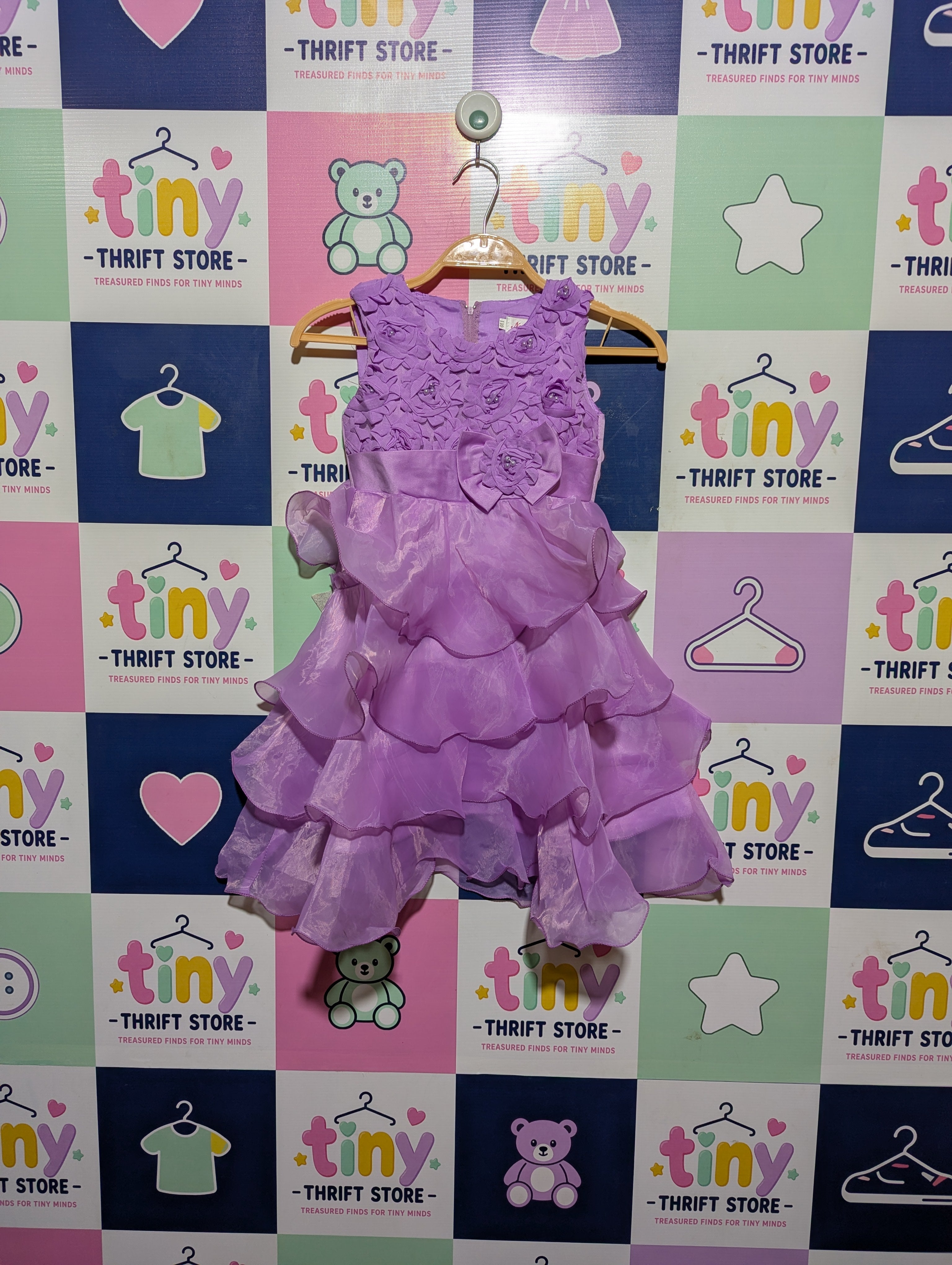 Nana Baby Girls Elegant Lavender Floral Party Dress - Size 110 Estimated Age 4-5 Years AB2