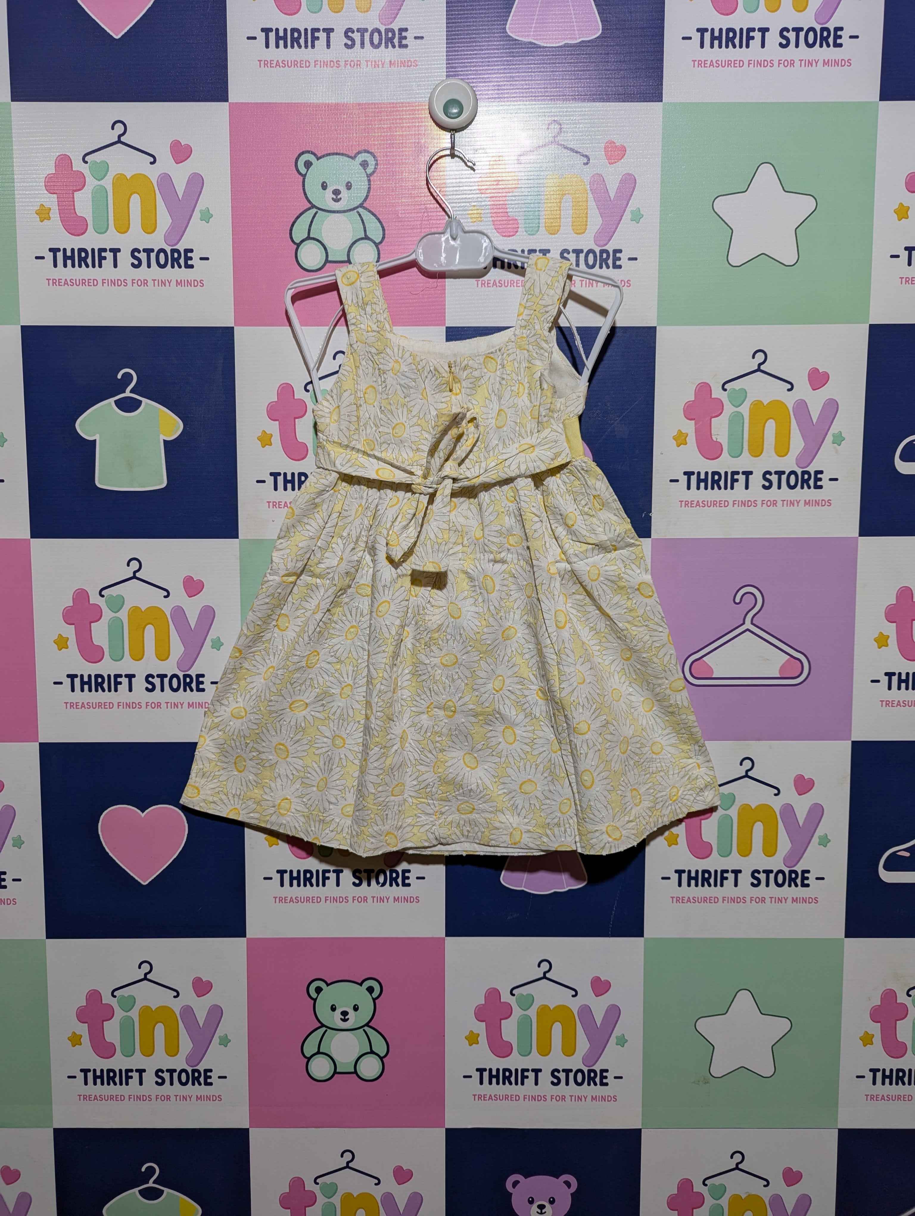 George Girls Yellow & White Daisy Print Sundress - Size S Estimated Age 5-6 Years AB2