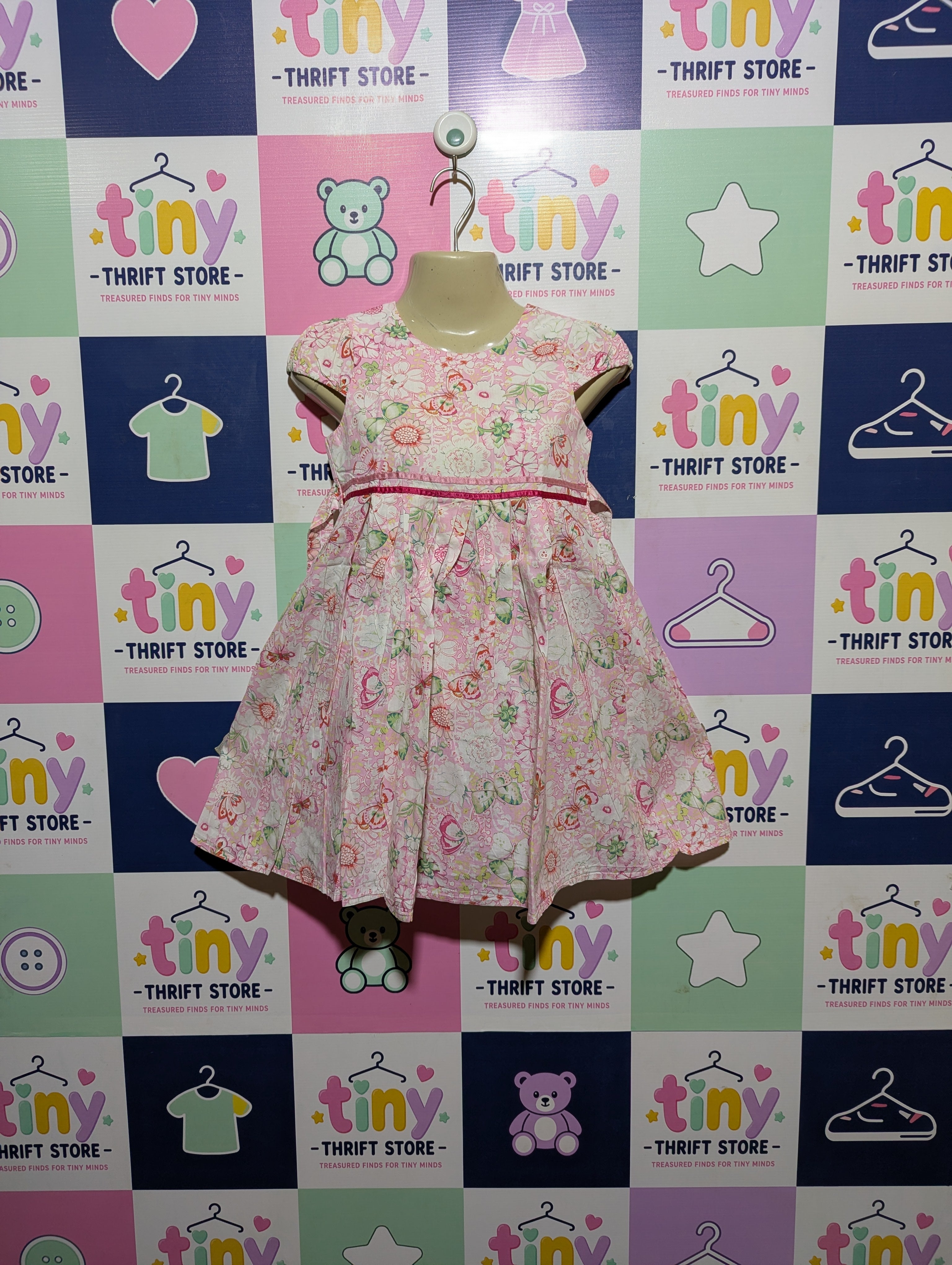 Bob der Bär Girls Pink Floral Pattern Occasion Dress - Size 5-6 Years Estimated Age 5-6 Years AB2