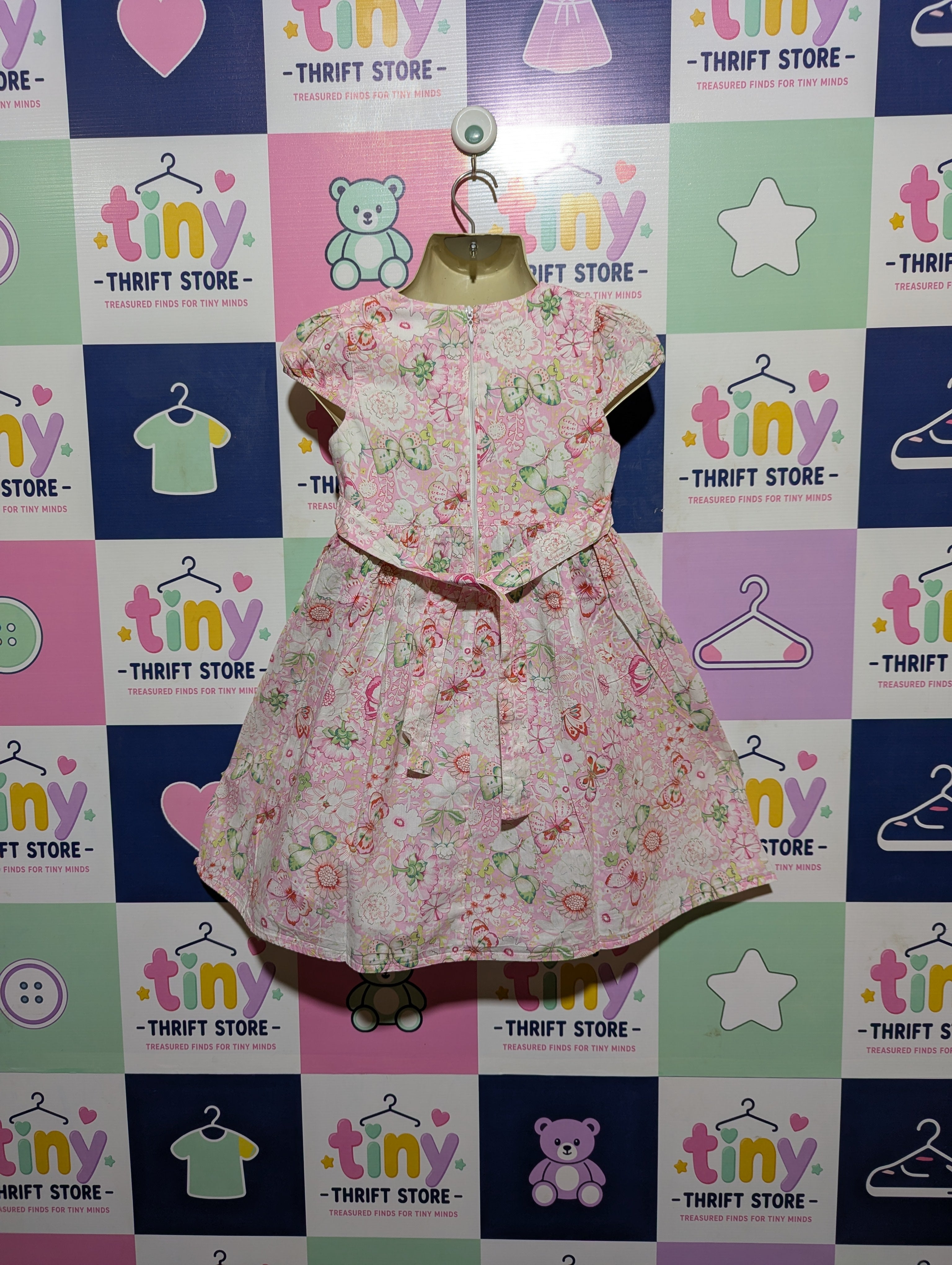 Bob der Bär Girls Pink Floral Pattern Occasion Dress - Size 5-6 Years Estimated Age 5-6 Years AB2