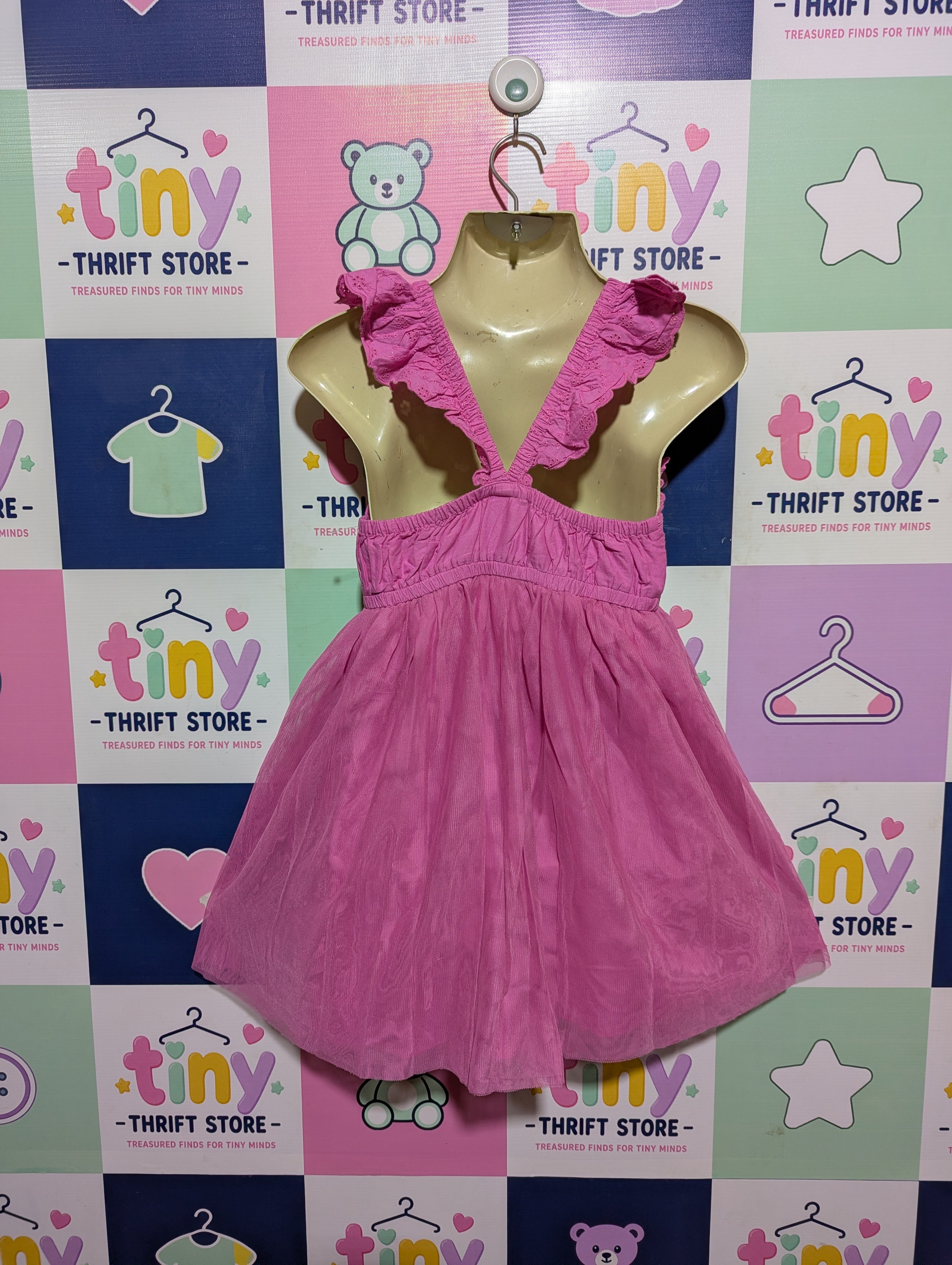 Cat & Jack Girls Bright Pink Ruffled Tulle Sundress - Size S (6-6X) Estimated Age 6 Years AB2