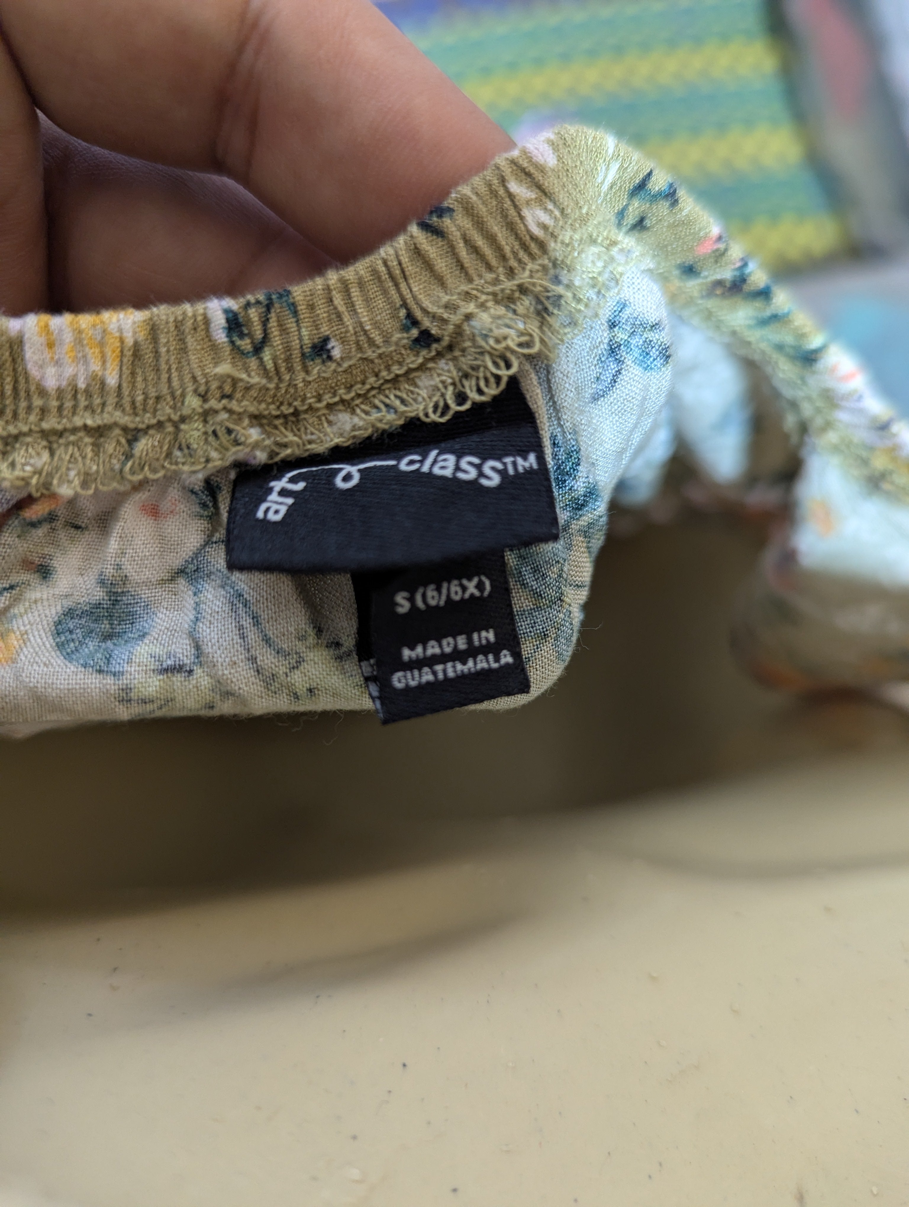 Art Class Girls Olive Green Floral Print Dress - Size S (6/6X) Estimated Age 6-7 Years AB2
