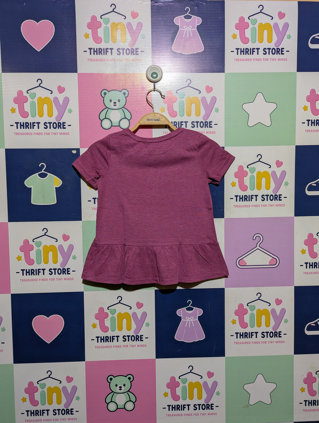 Girls Mauve "I'm the Cutest" Peplum Tee - Size 116 (Estimated Age 5-6 Years) AB2