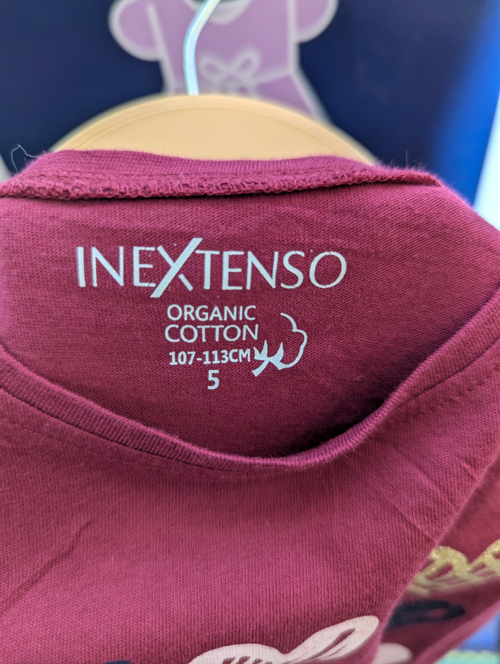 InExtenso Girls Maroon "Heart Pattern" Graphic Tee - Size 5 Years (Estimated Age 5 Years) AB2