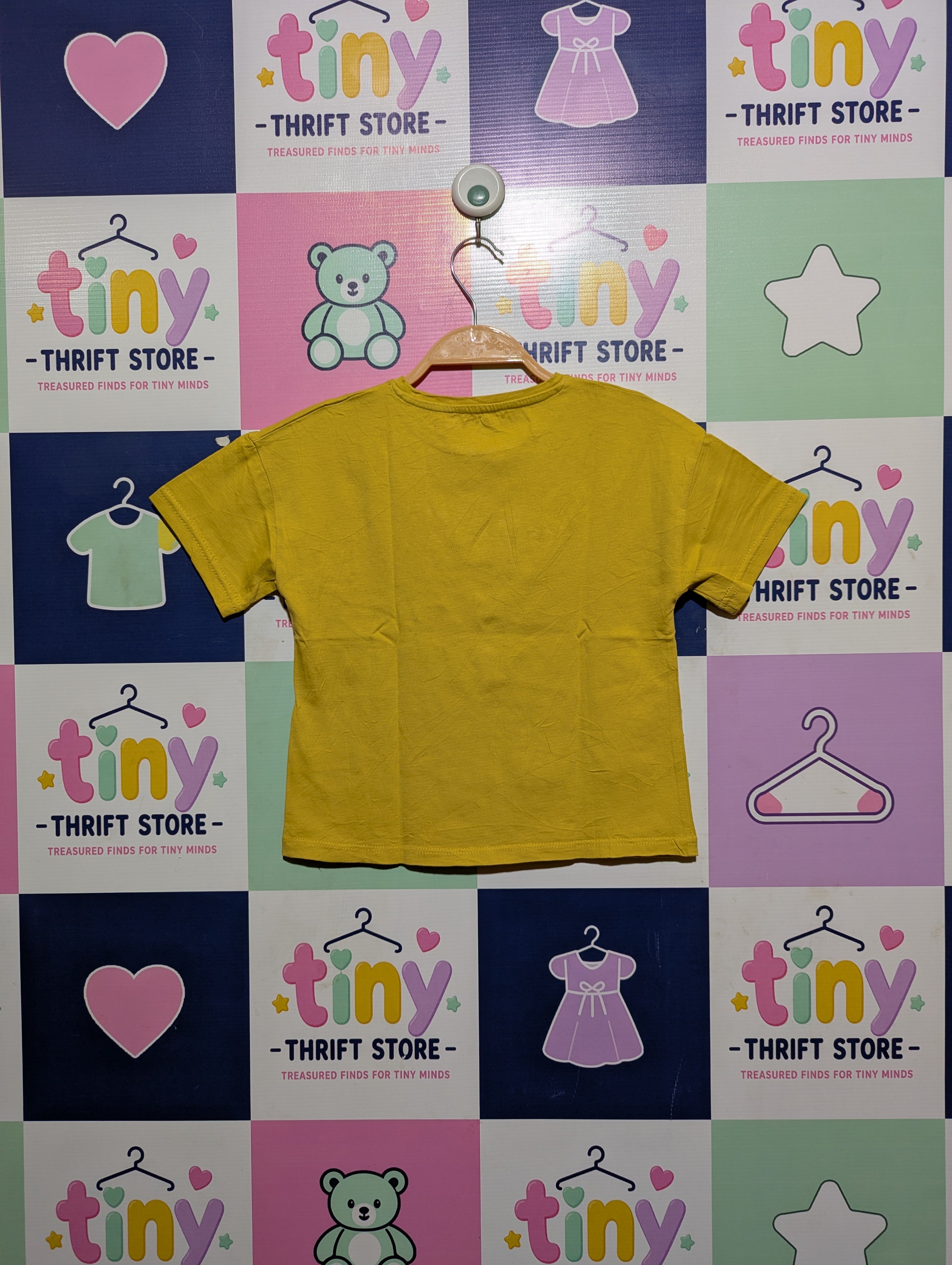 TEX Girls Mustard "Rainbow" Graphic Tee - Size 5-6 Years (Estimated Age 5-6 Years) AB2
