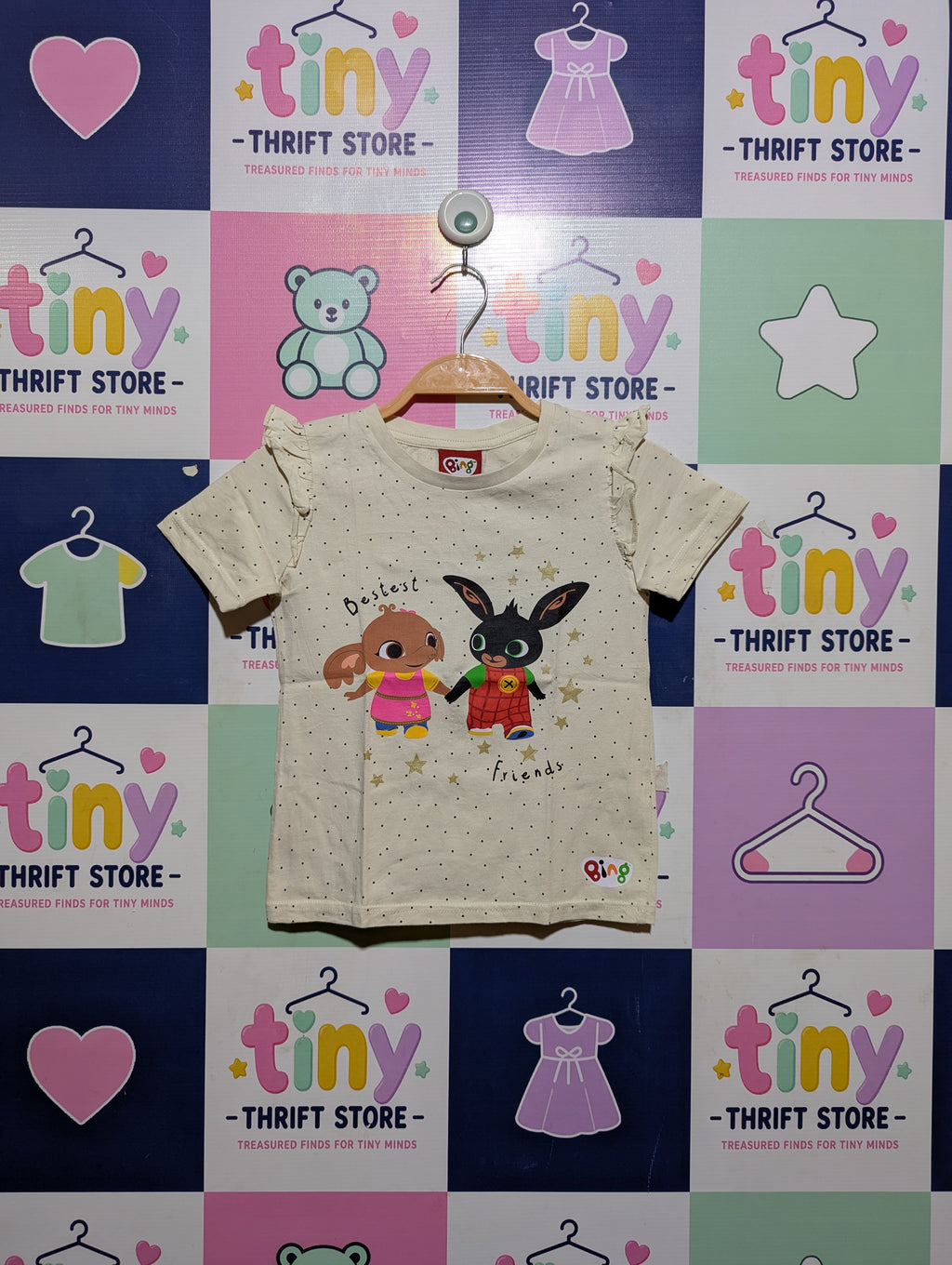 George Girls Cream "Bing" Graphic Tee - Size 4-5 Years (Estimated Age 5 Years) AB2