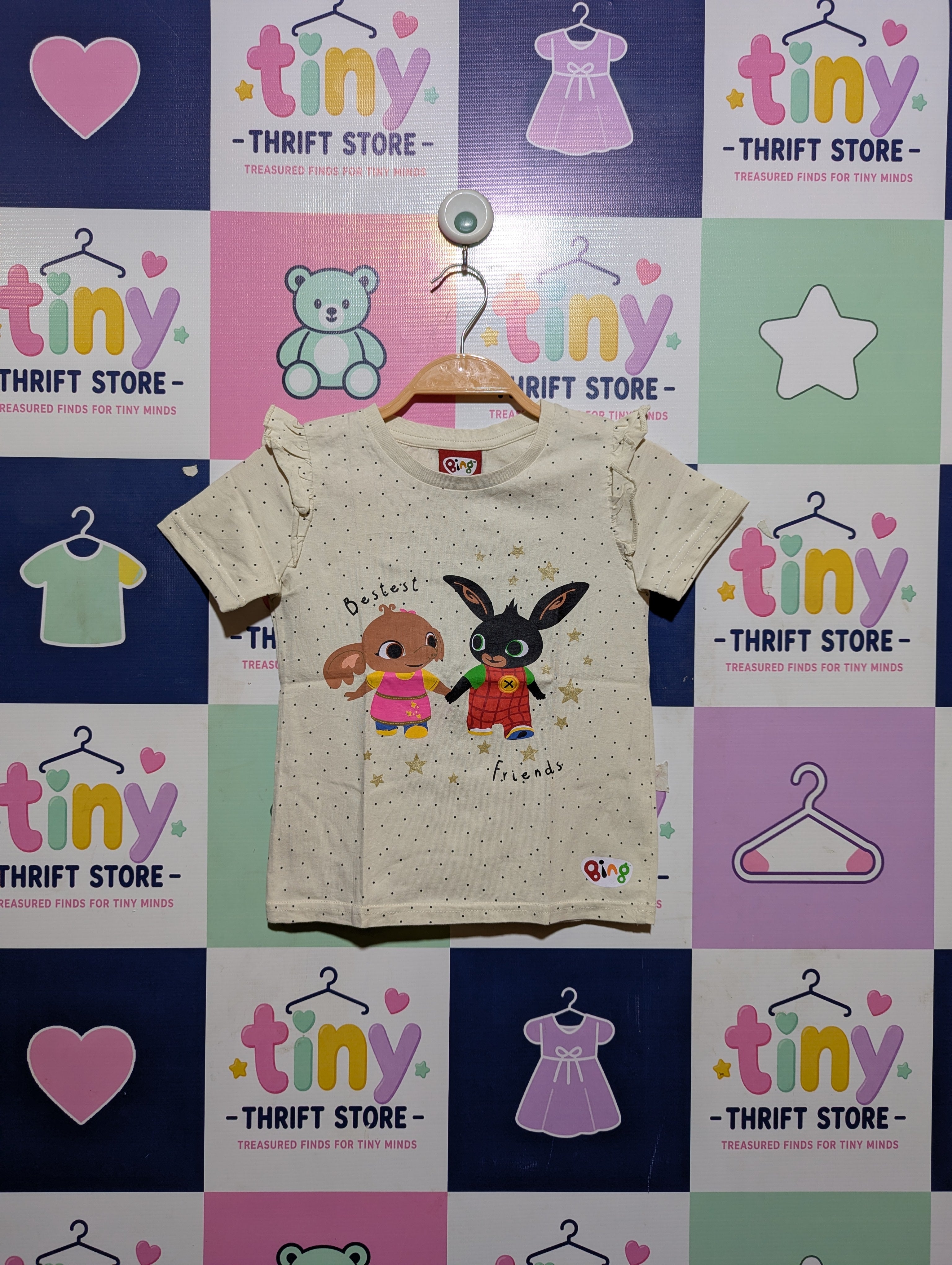 George Girls Cream "Bing" Graphic Tee - Size 4-5 Years (Estimated Age 5 Years) AB2