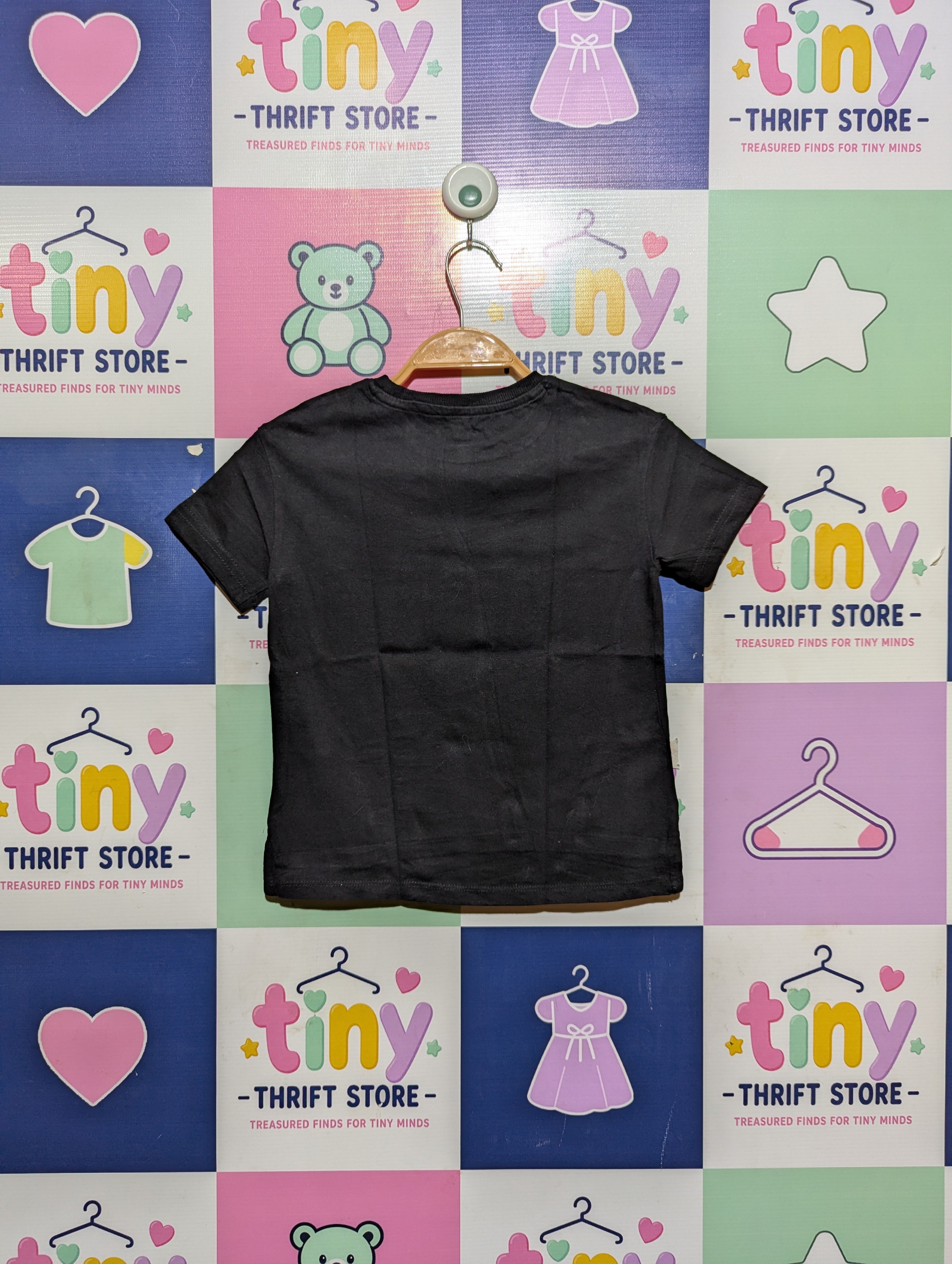 Kiabi Girls Black "This Party" Sequin Graphic Tee - Size 5A (Estimated Age 5 Years) AB2