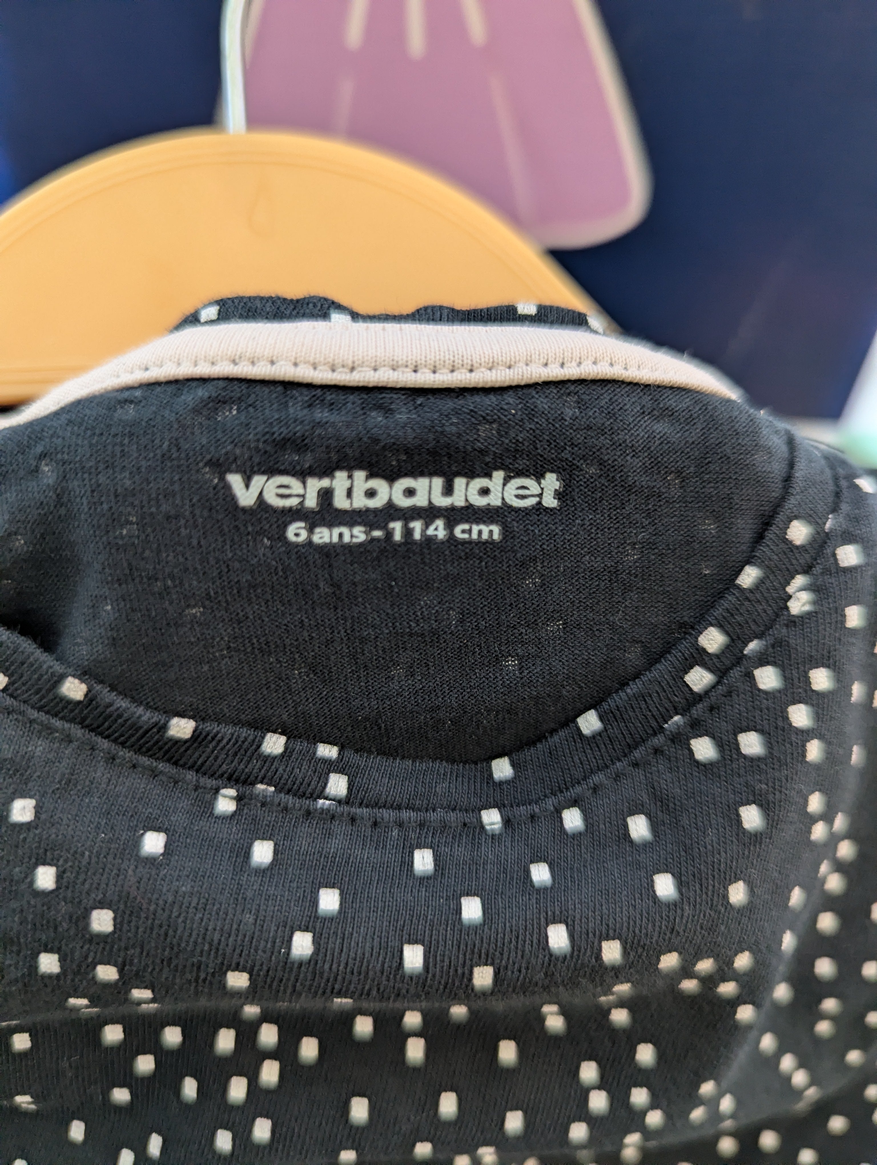 Vertbaudet Girls Black "Dot Pattern" Graphic Tee - Size 114 cm (Estimated Age 6 Years) AB2