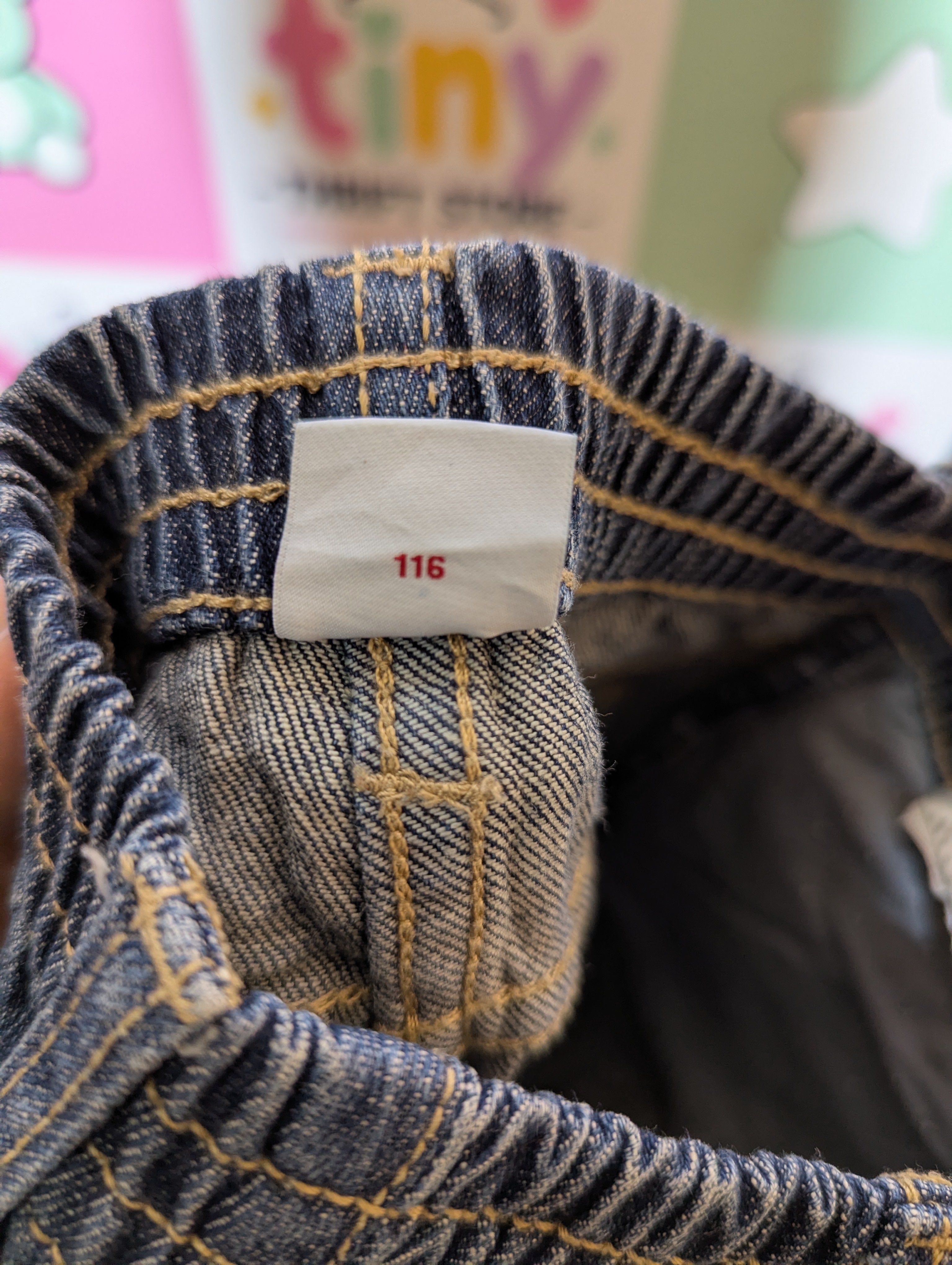 H&M Girls Dark Wash Denim Jeans with Heart Embroidery - Size 116 Estimated Age 5-6 Years AB2