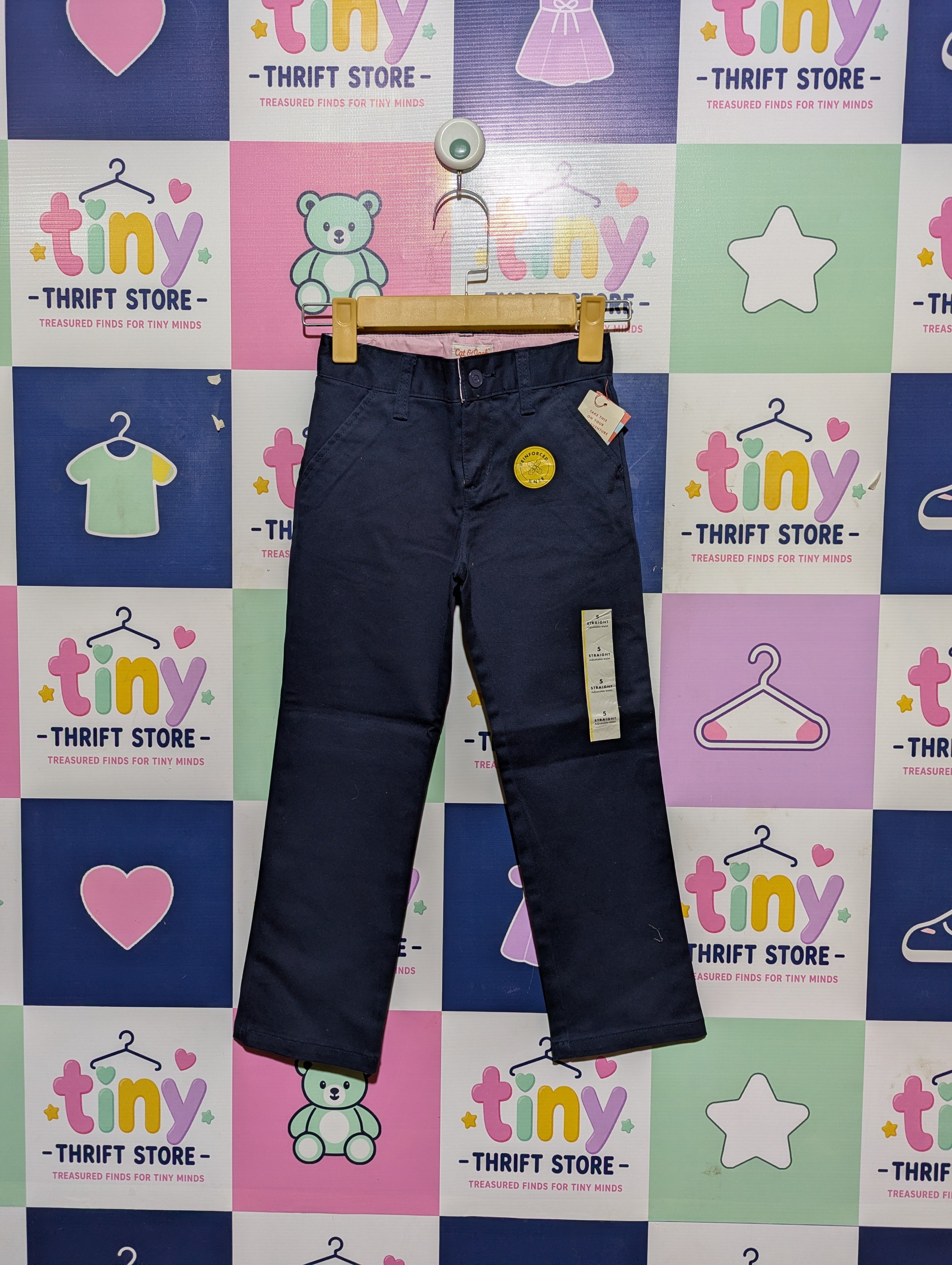 Cat & Jack Boys Navy Blue "Straight" Chino Pants - Size 5 Estimated Age 5 Years AB2