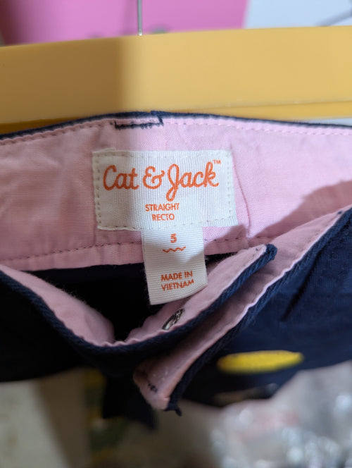 Cat & Jack Boys Navy Blue "Straight" Chino Pants - Size 5 Estimated Age 5 Years AB2